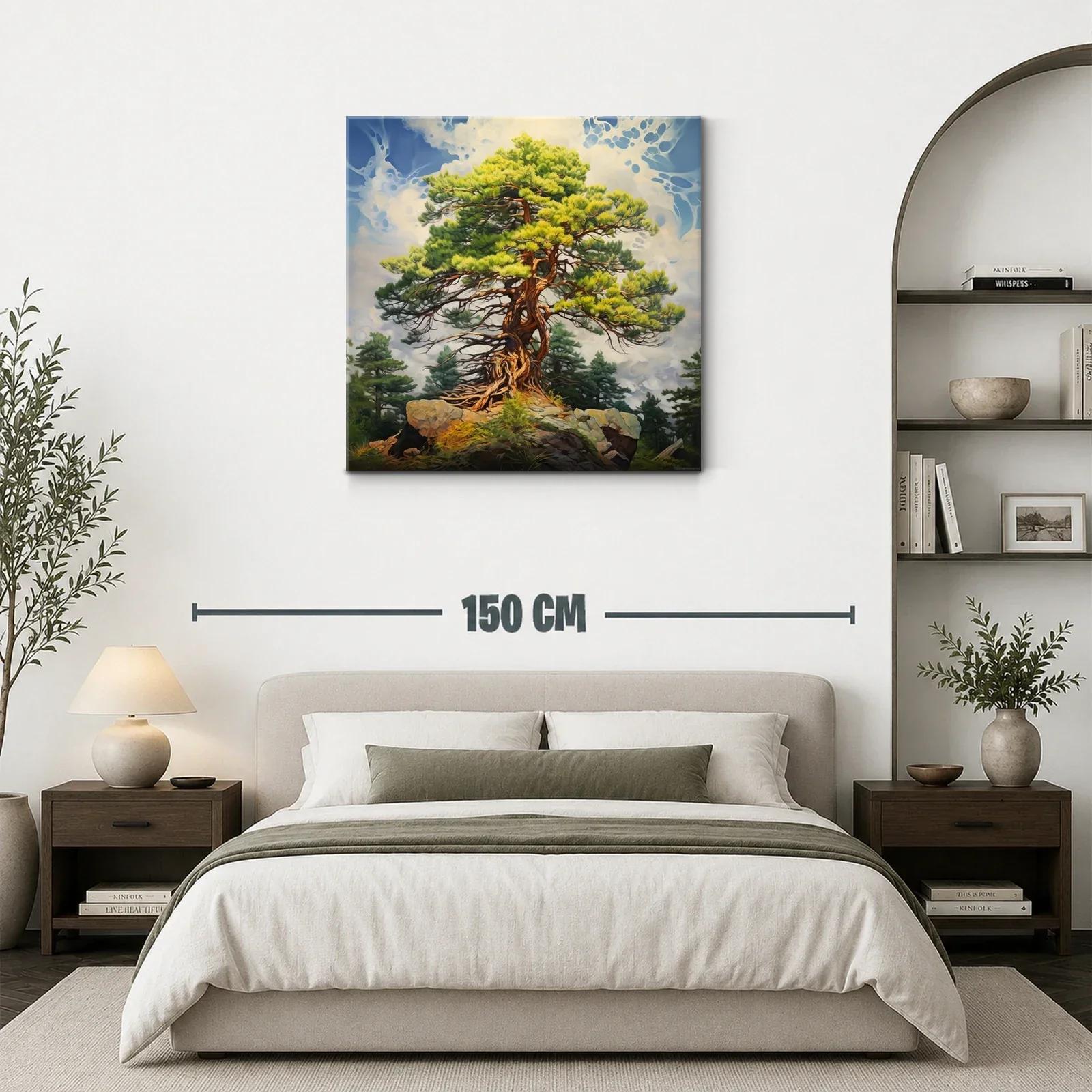 Árbol milenario sobre rocas bajo cielo azul — miniatura 3