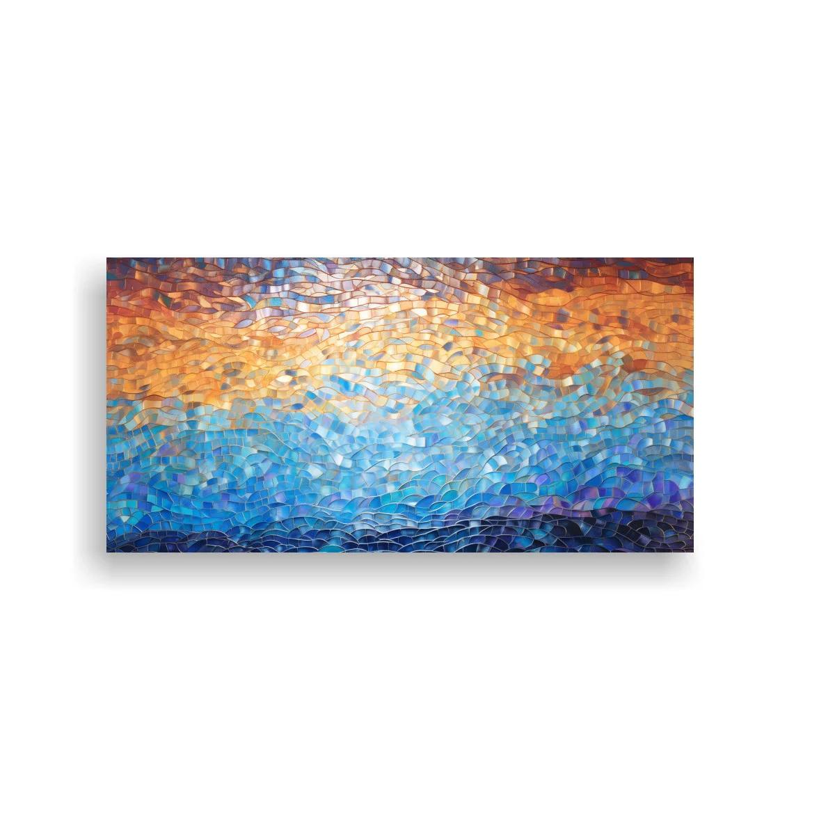Cuadro paisaje marino abstracto con franja luminosa — imagen principal