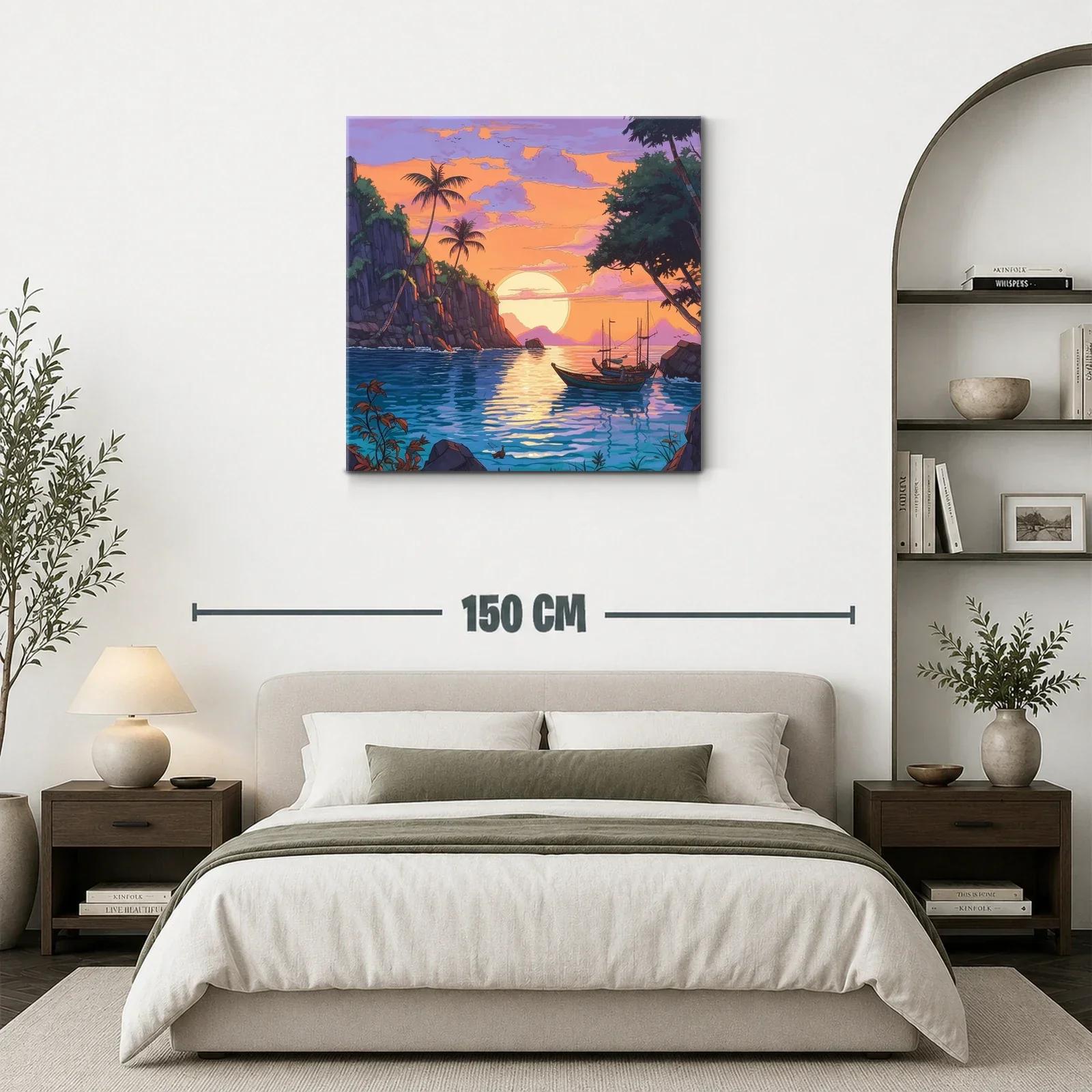 Atardecer tropical con barcas en paisajes serenos — miniatura 3