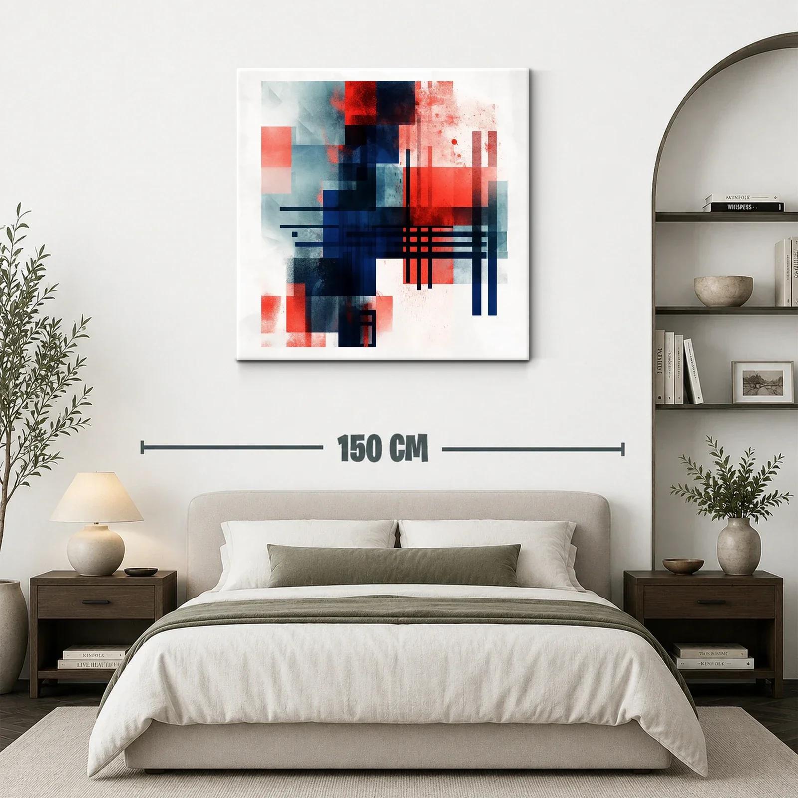 Composición geométrica con tonos rojos y azules intensos — miniatura 3
