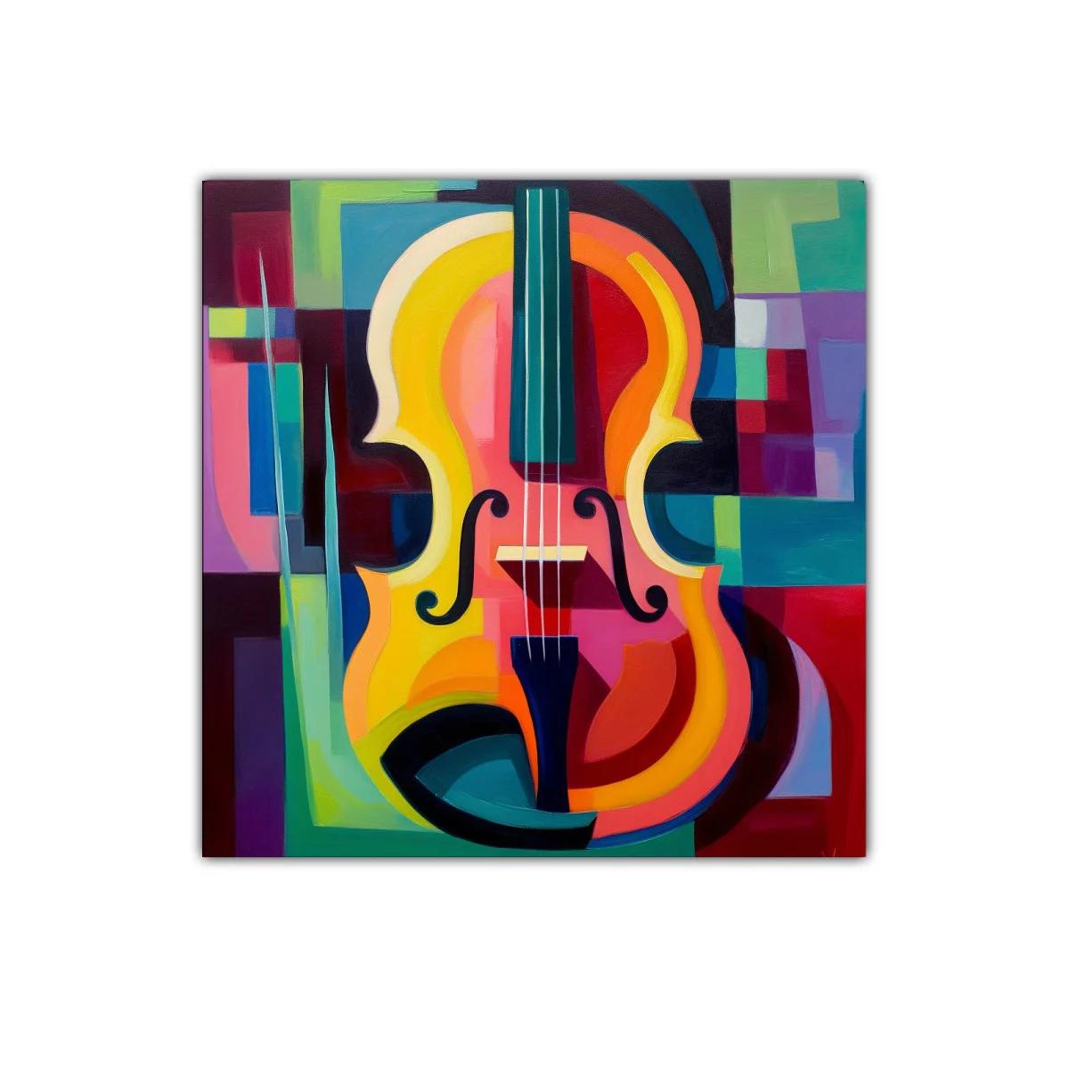 Cuadro abstracto con violín en vibrantes colores cálidos — miniatura 1