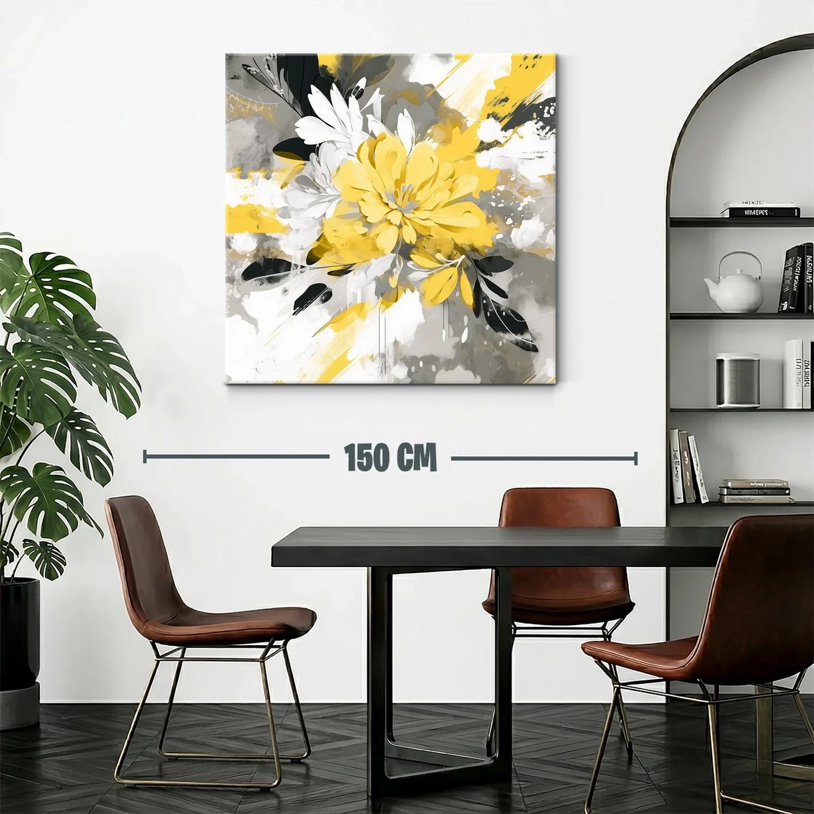 Flor Abstracta en Amarillo Gris y Blanco Moderna y Vibrante — miniatura 2