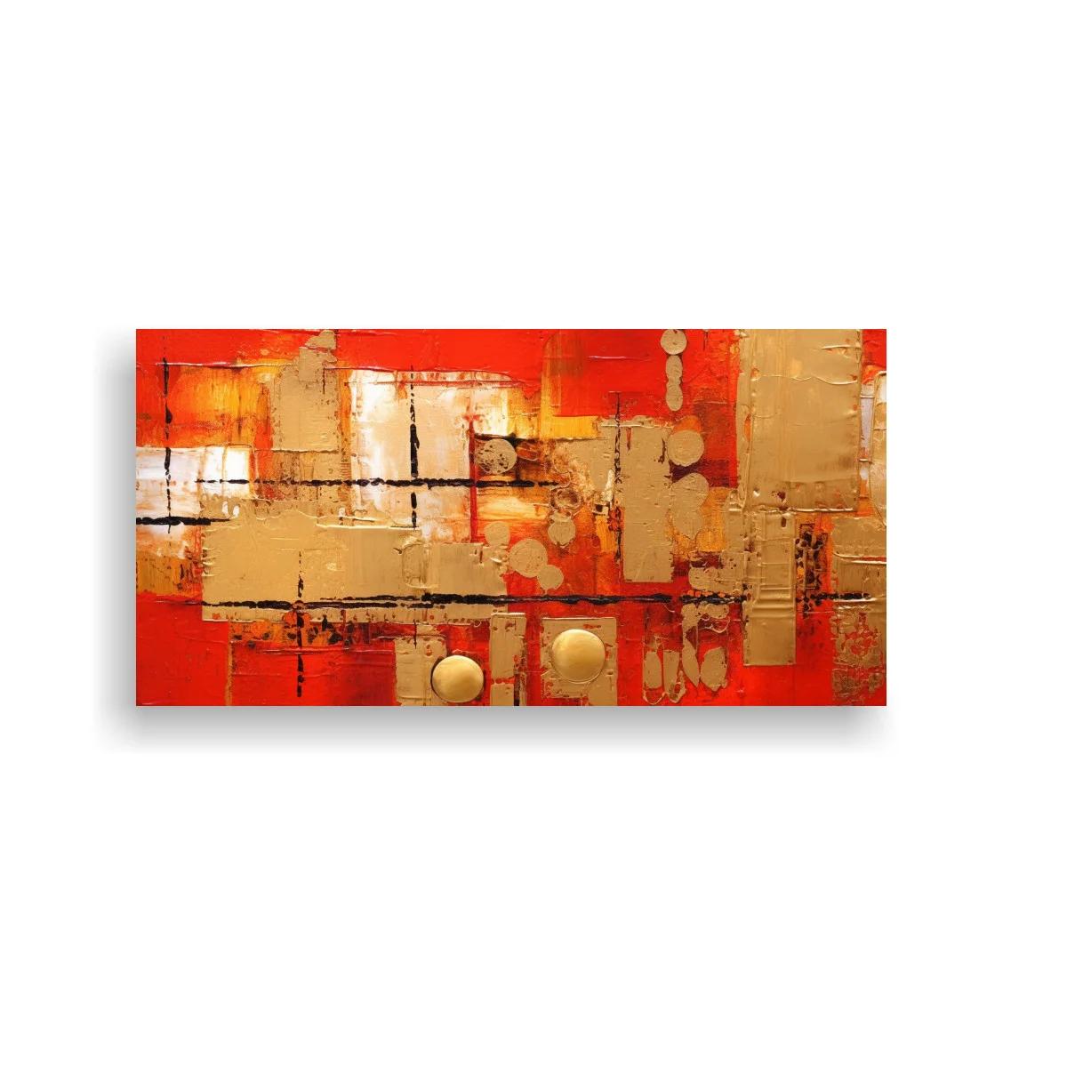 Cuadro abstracción geométrica con bandas rectangulares y acentos — imagen principal