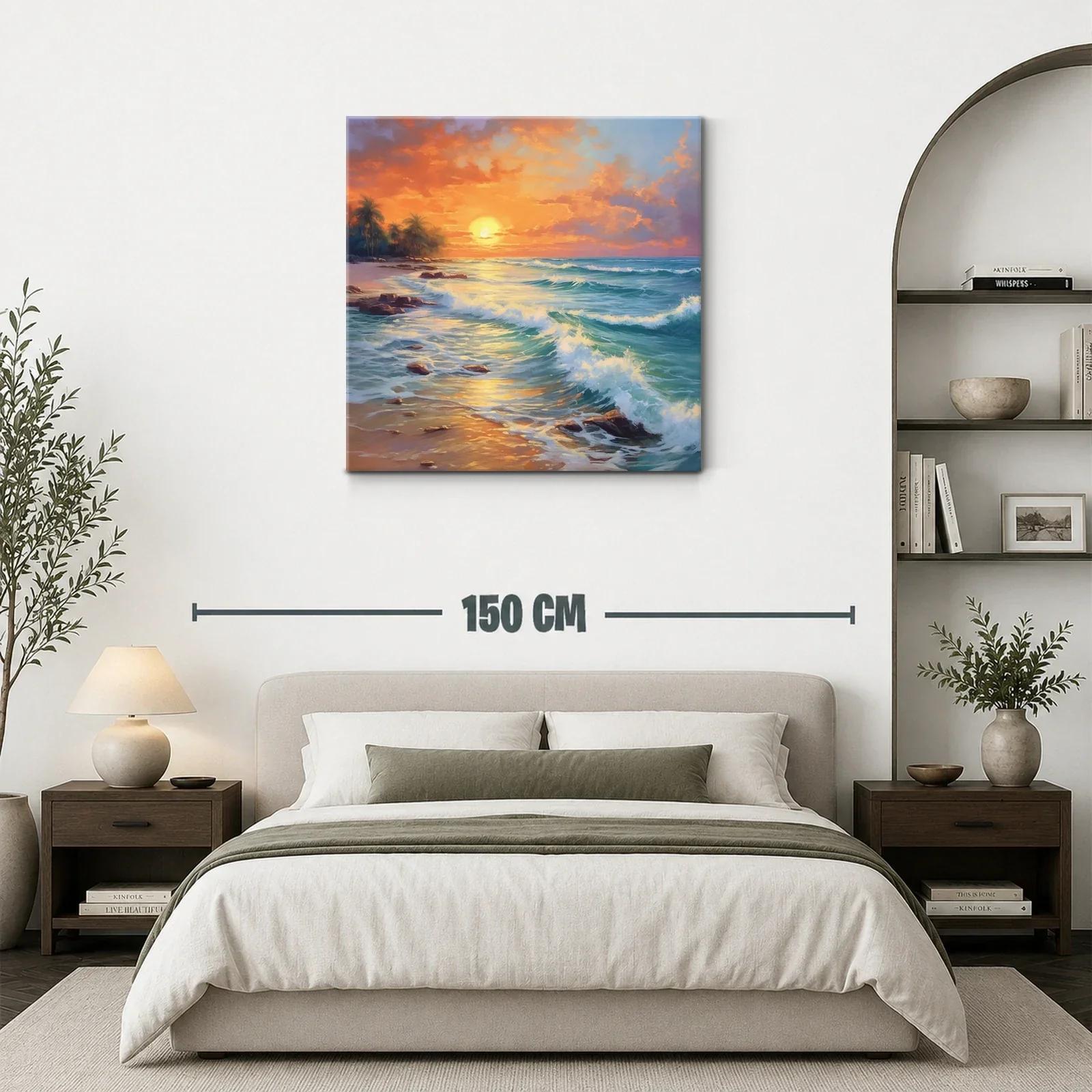 Atardecer con olas y palmeras en la playa tropical — miniatura 3