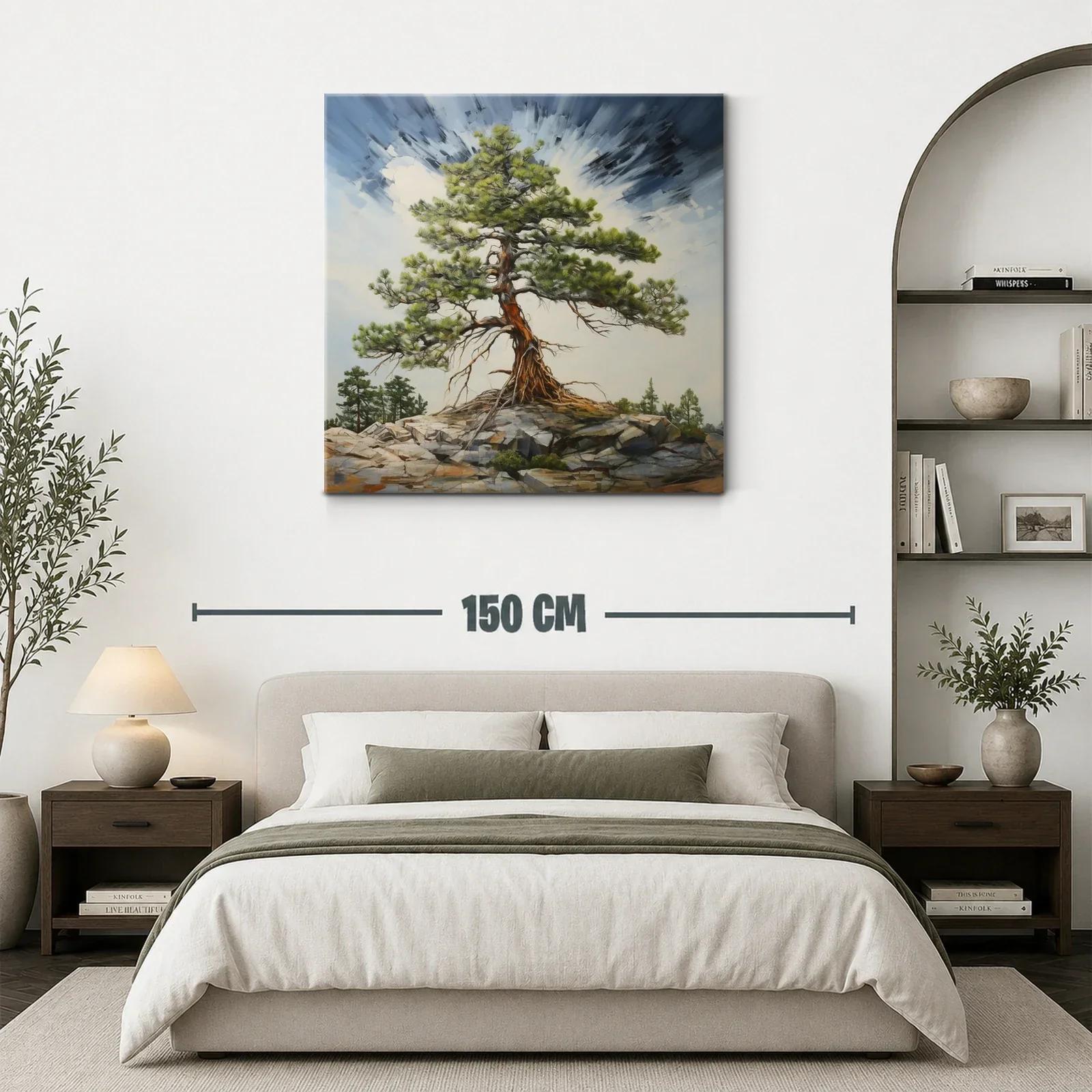 Árbol solitario en paisaje rocoso con explosión de luz — miniatura 3