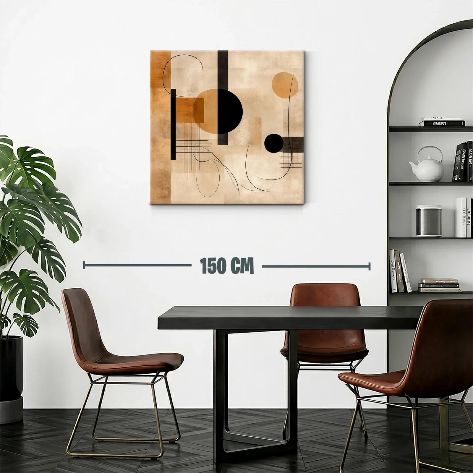 Cuadro abstracto con formas geométricas y tonos cálidos — miniatura 2