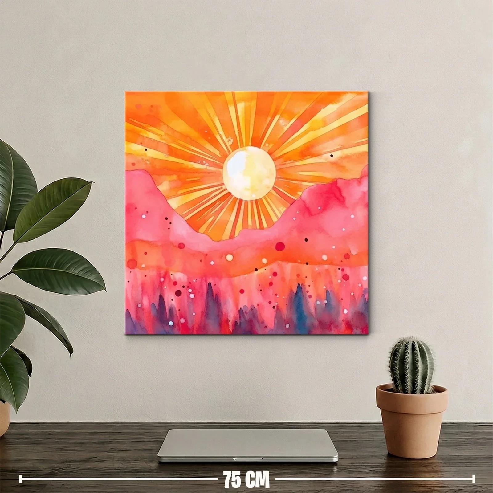 Atardecer vibrante con montañas rosa y sol radiante — miniatura 2