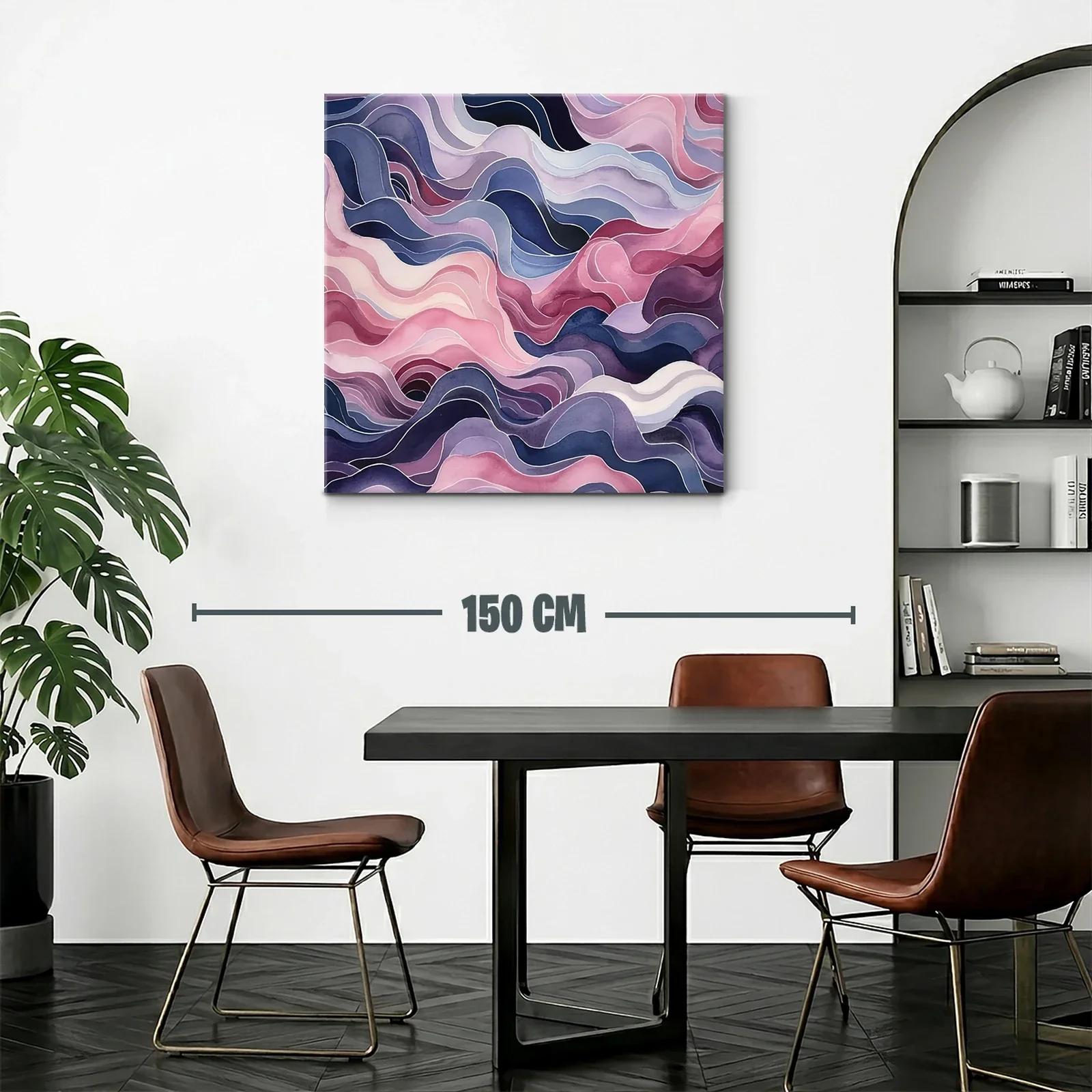 Cuadro abstracto elegante en tonos suaves y ondas fluidas — miniatura 2