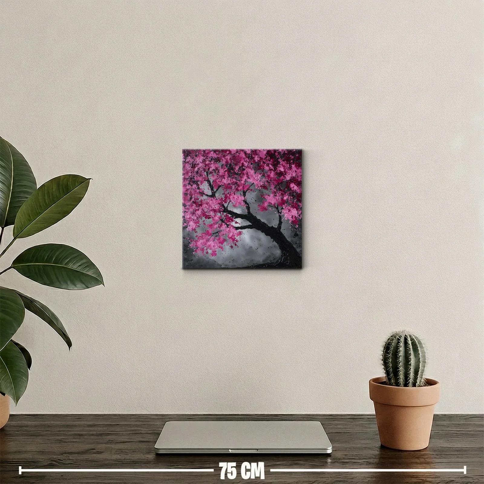 Árbol floreciente con tonos fucsia y fondo gris acero — miniatura 2