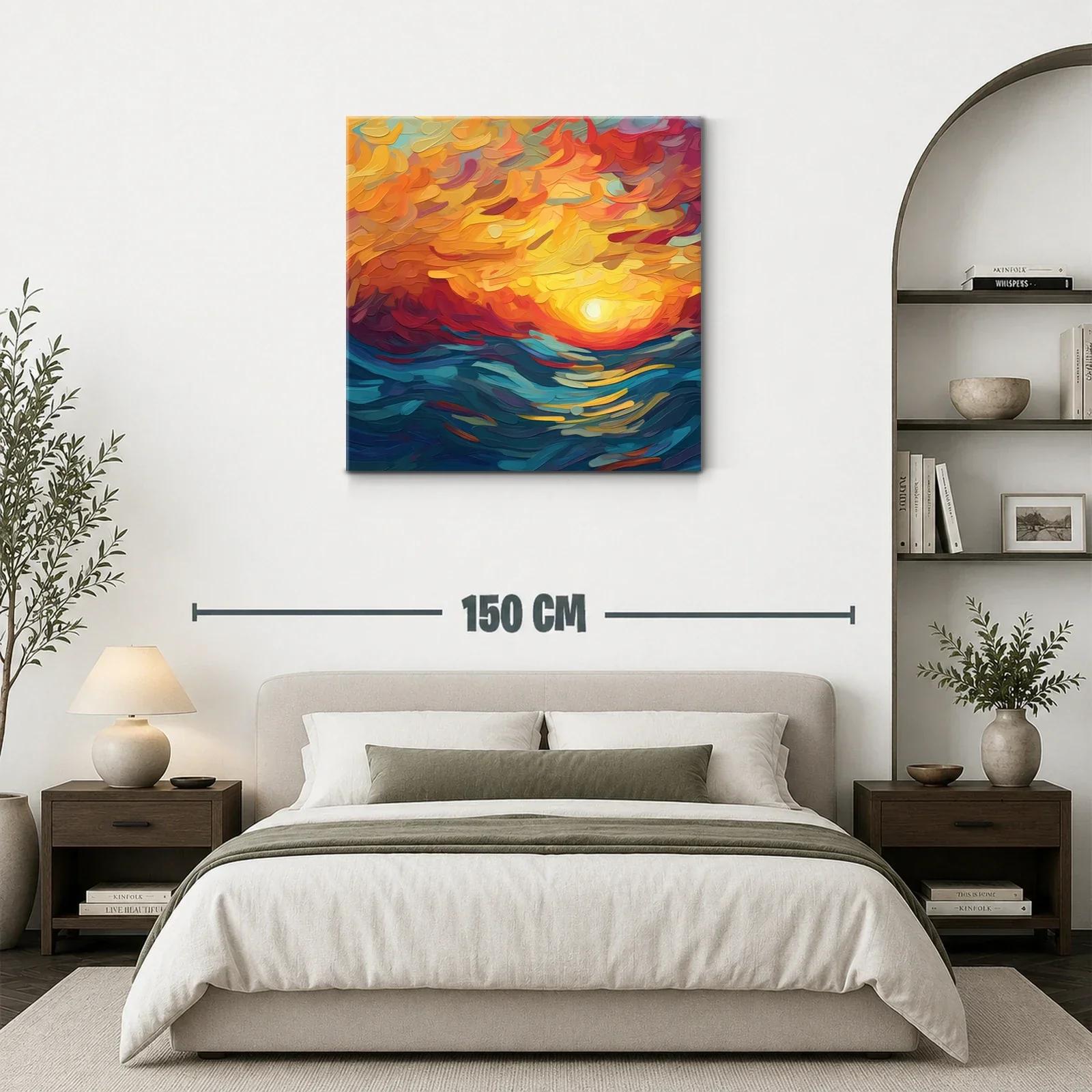 Atardecer vibrante sobre el mar en tonos cálidos y fríos — miniatura 3