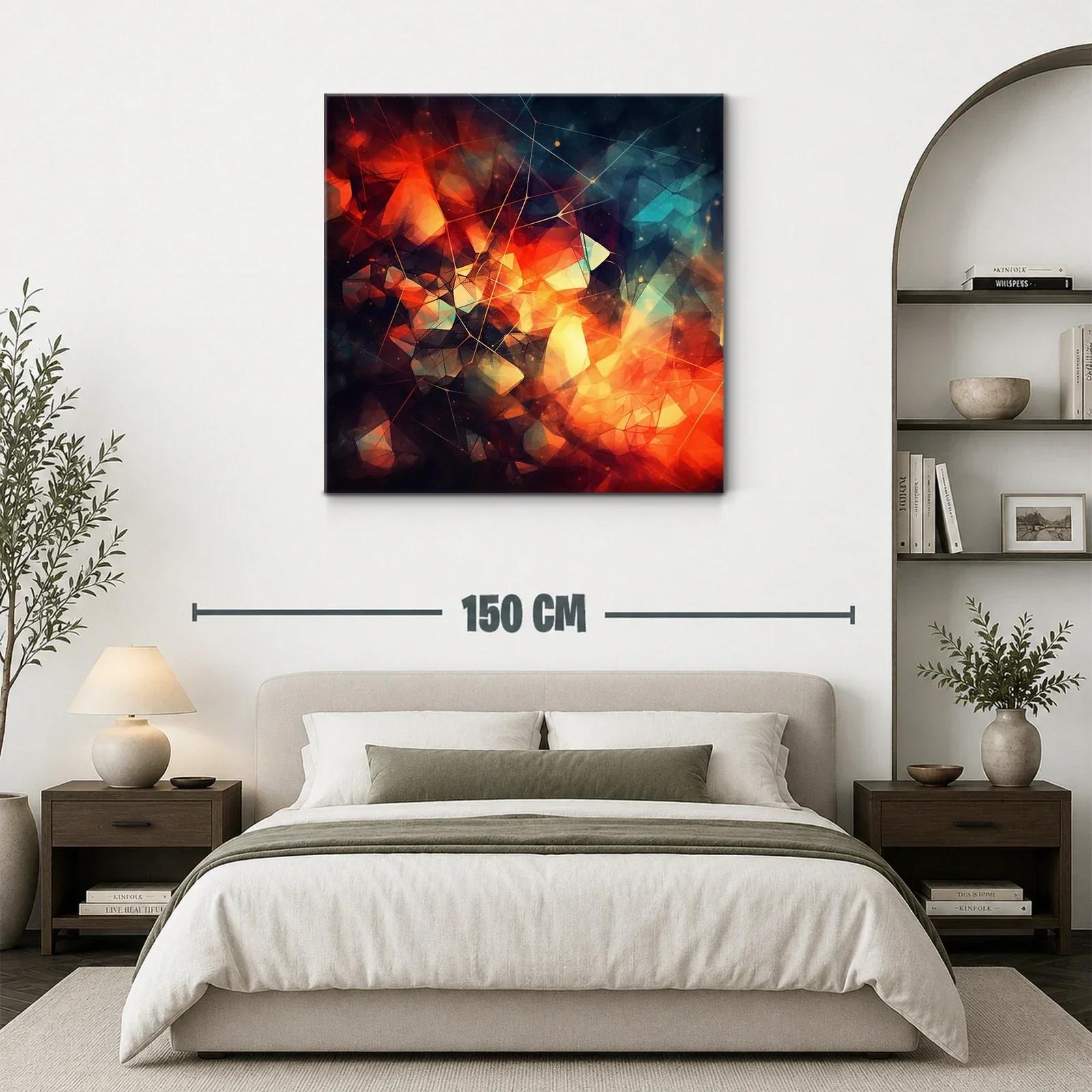 Composición abstracta vibrante con tonos fuego y azul — miniatura 3