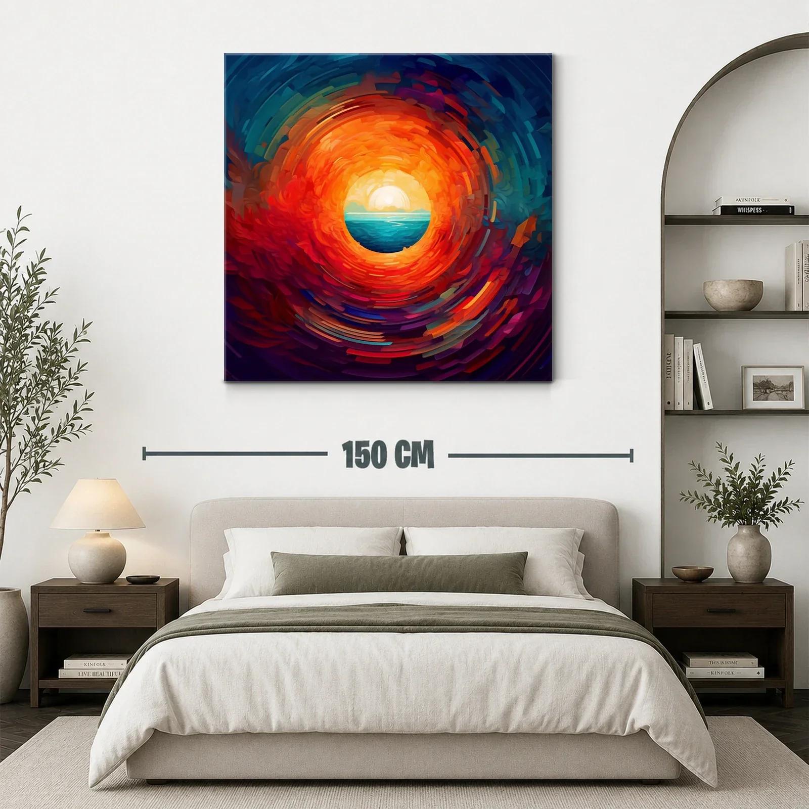 Círculo de fuego con horizonte y mar en tonos vibrantes — miniatura 3