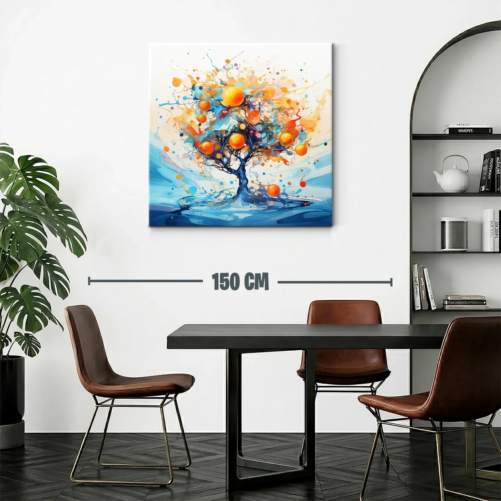 Árbol vibrante con frutos anaranjados sobre fondo azul — miniatura 2
