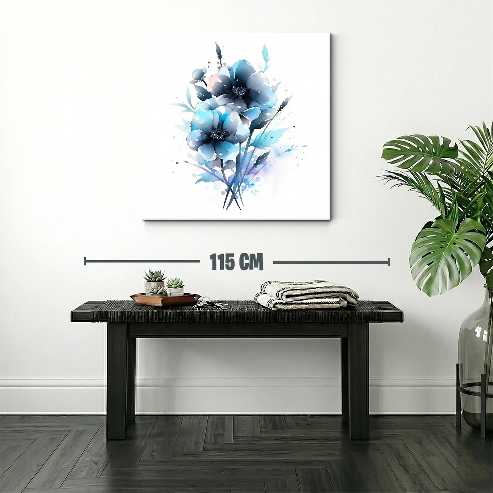 Flores en tonos azules y grises con estilo delicado y suave — miniatura 2