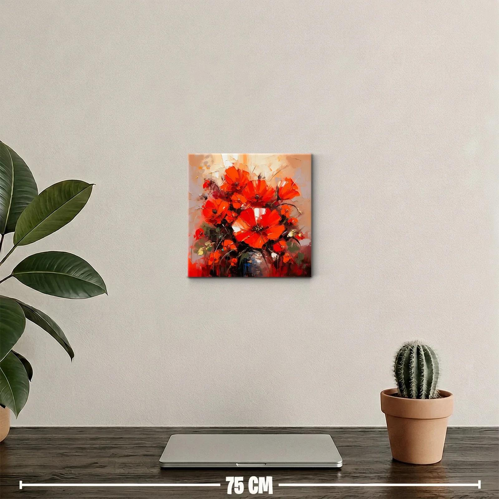 Cuadro decorativo con vibrante ramo de flores rojas — miniatura 2