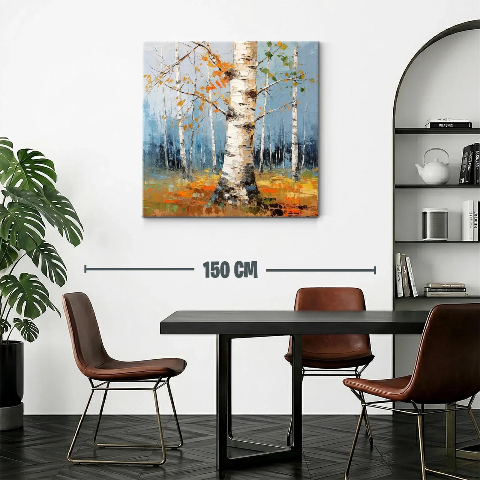 Bosque de abedules con tonos otoñales y cielo azul — miniatura 2
