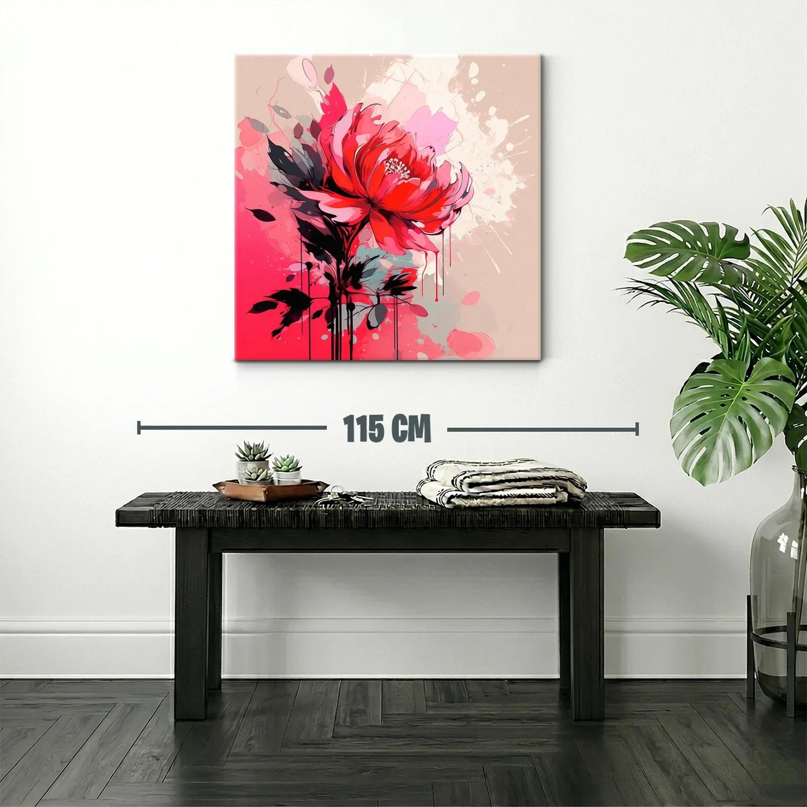 Flor roja vibrante sobre fondo abstracto en tonos suaves — miniatura 2