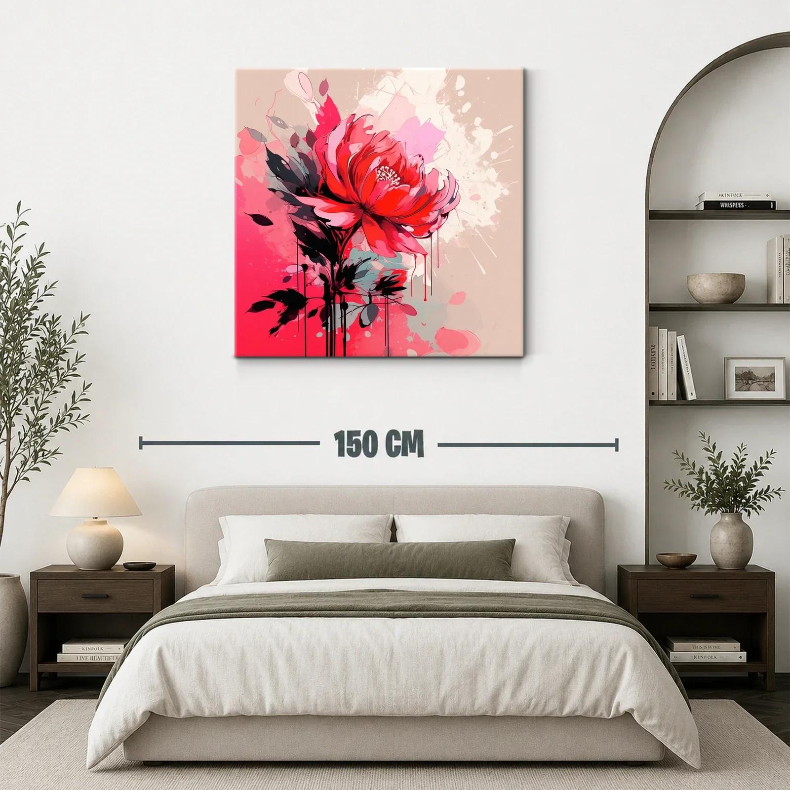 Flor roja vibrante sobre fondo abstracto en tonos suaves — miniatura 3