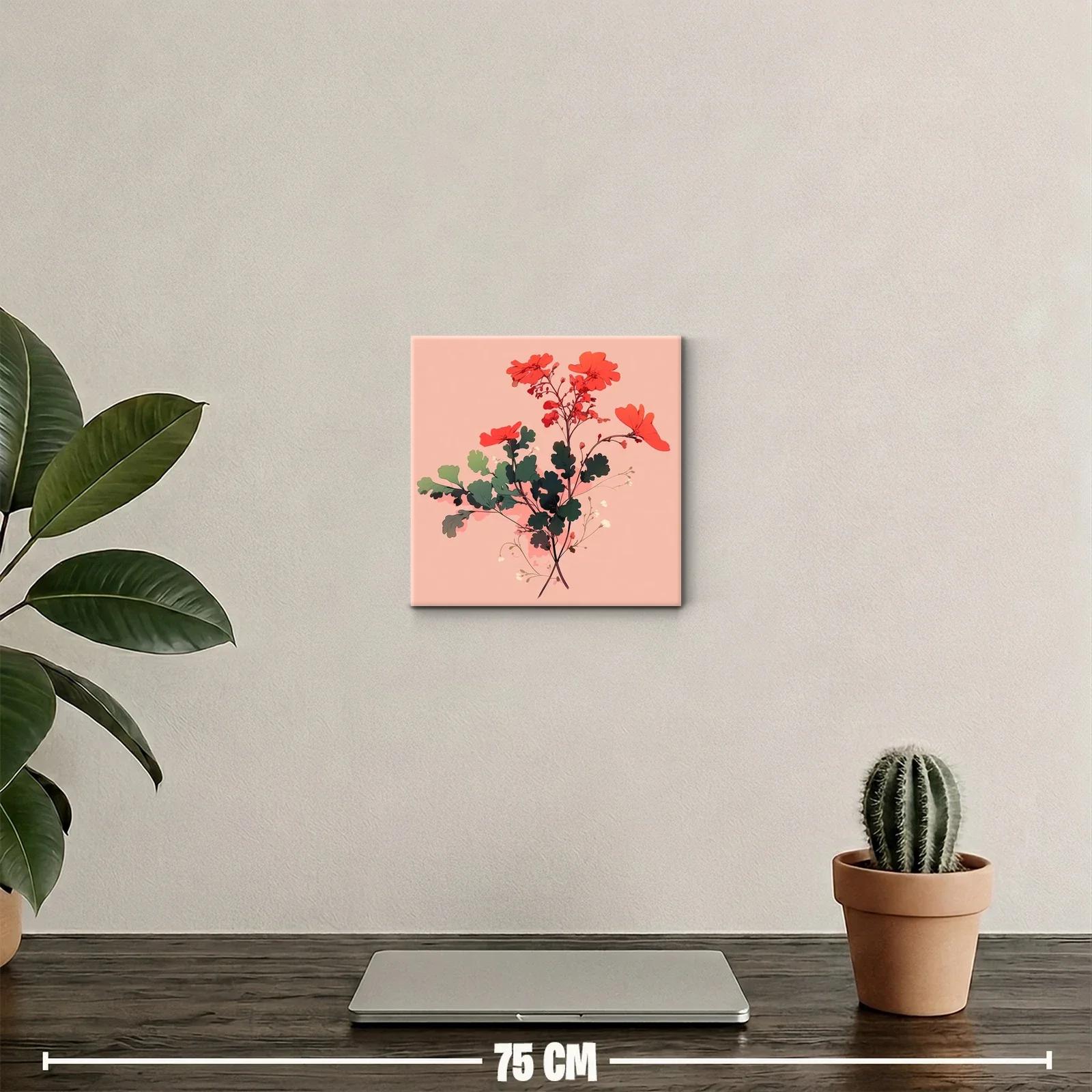 Decorativo ramo de flores rojas con fondo melocotón — miniatura 2