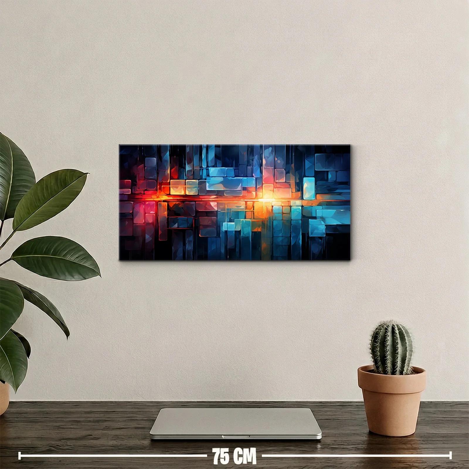 Cuadro geométrico panorámico con banda de luz naranja — miniatura 2
