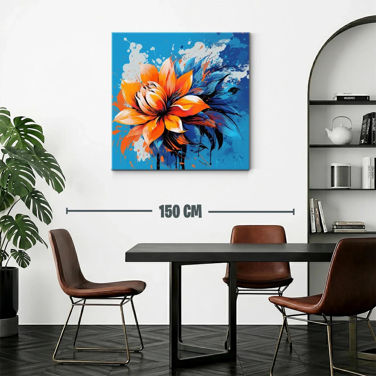 Flor vibrante con contrastes en azul y naranja intenso — miniatura 2