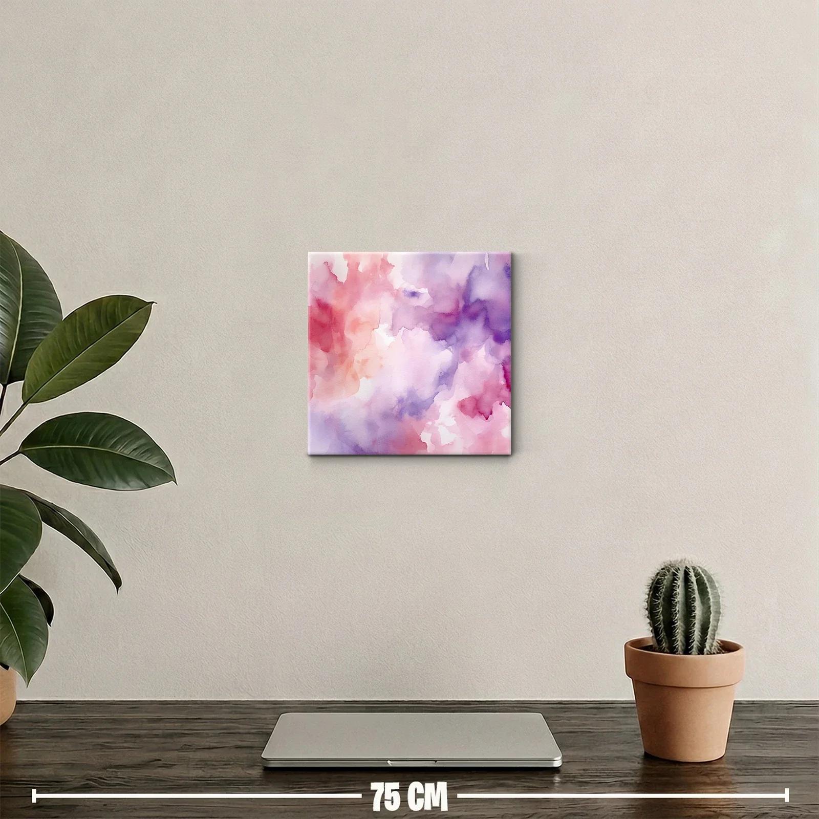 Cuadro decorativo con acuarela en tonos rosas y lilas — miniatura 2
