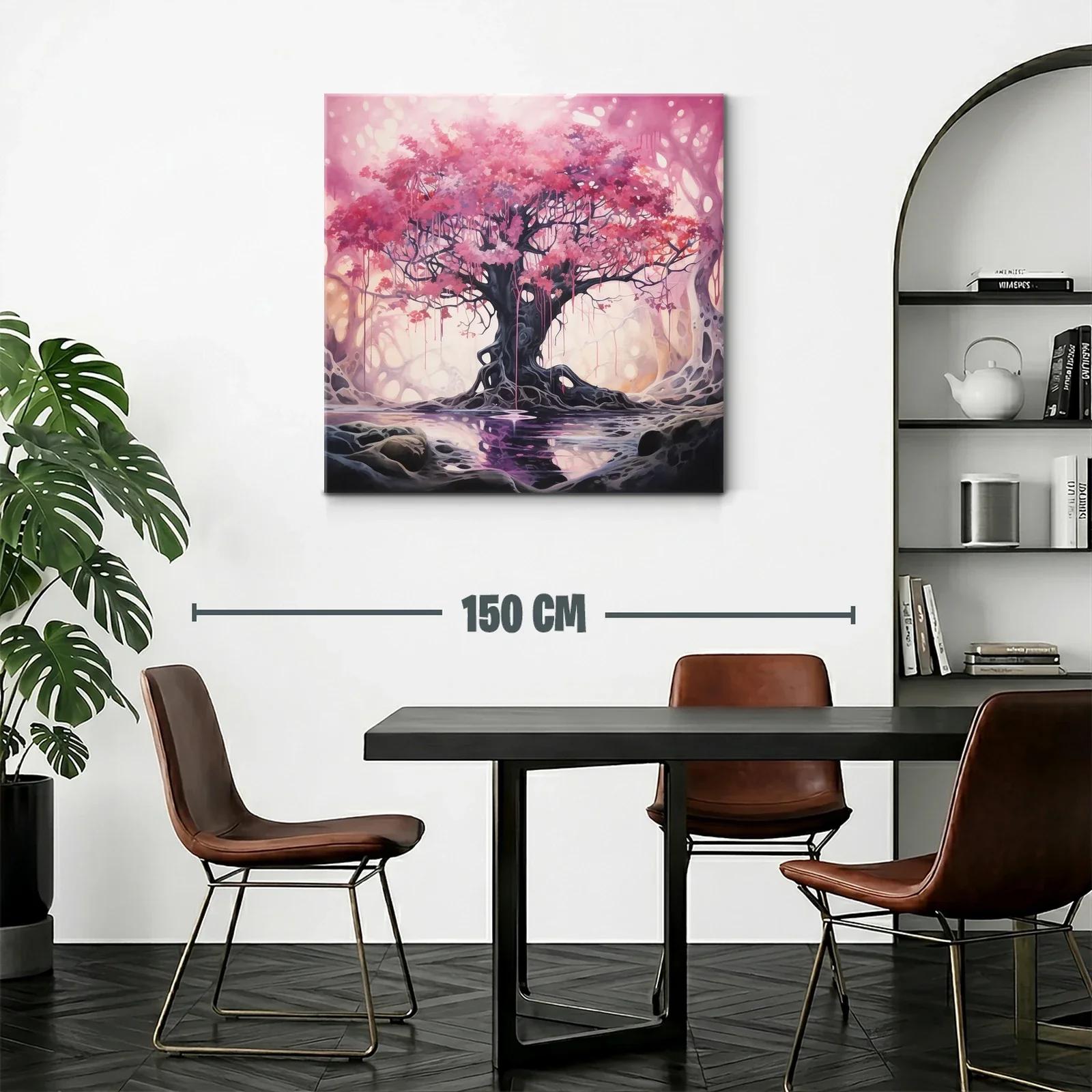 Árbol mágico con follaje rosa en paisaje onírico — miniatura 2