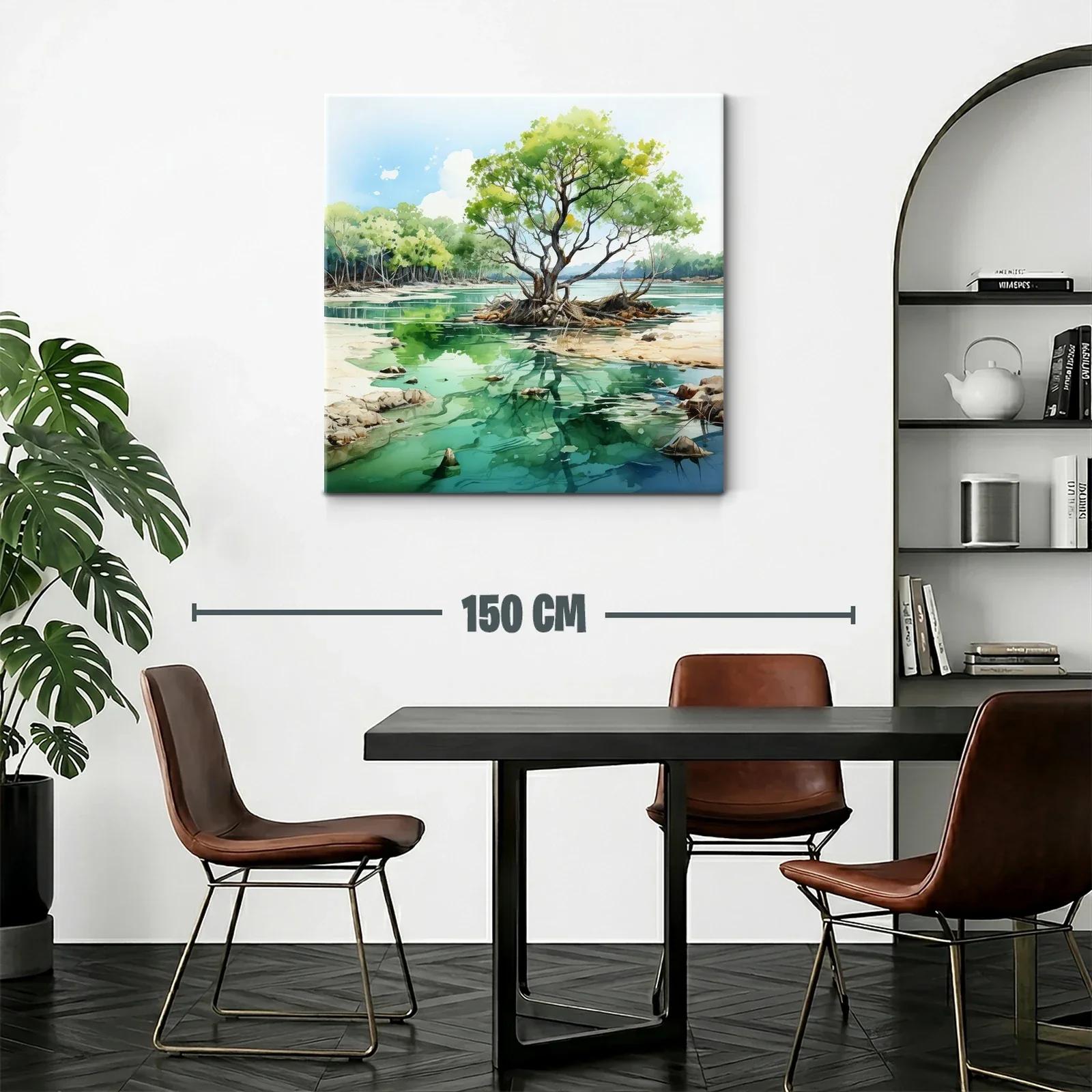 Serena escena natural con árbol y reflejos en lago tranquilo — miniatura 2