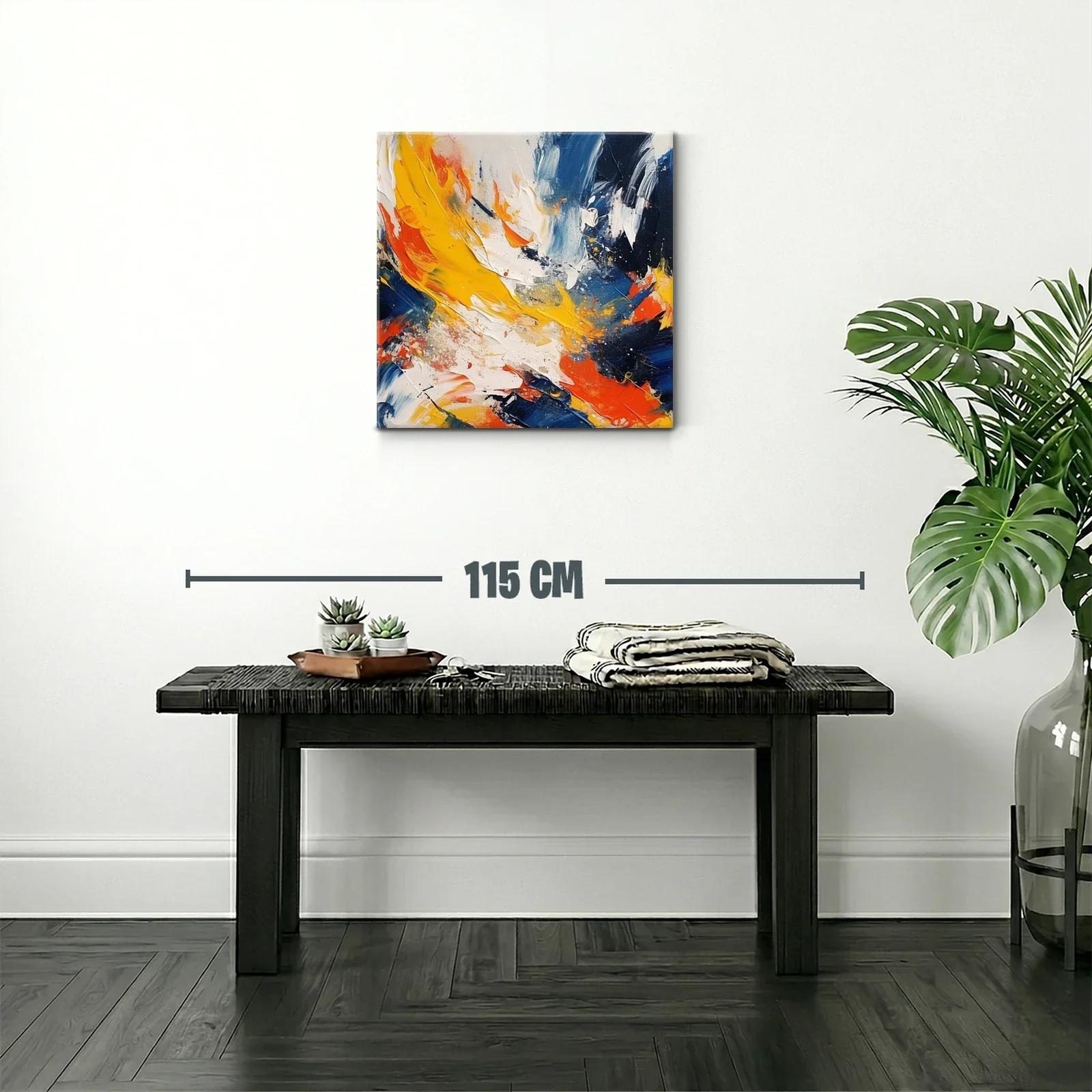 Cuadro abstracto con vivos contrastes en tonos cálidos y fríos — miniatura 2