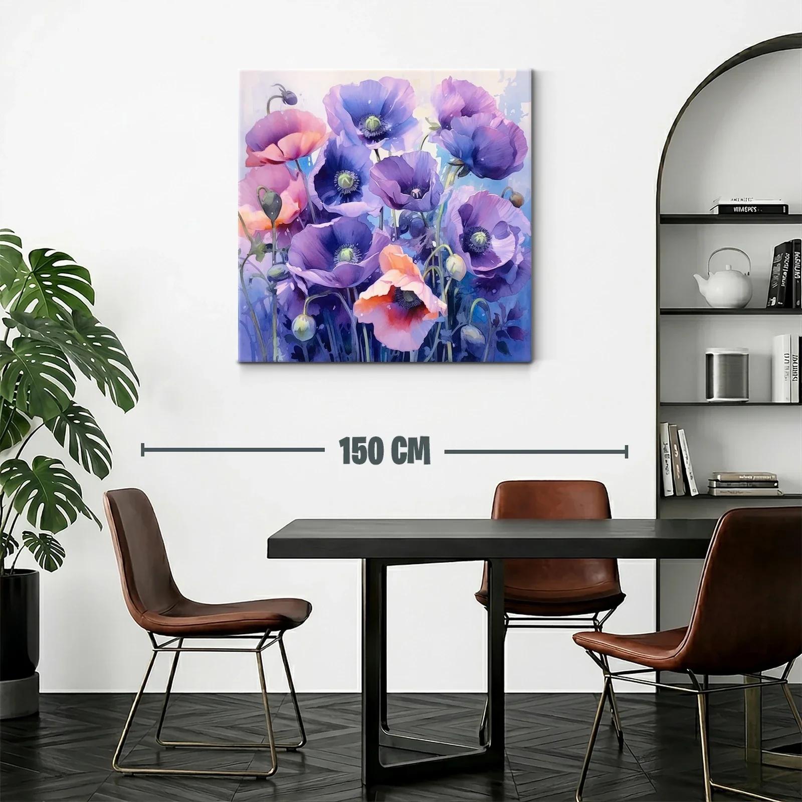 Cuadro con flores en tonos violetas y rosados vibrantes — miniatura 2