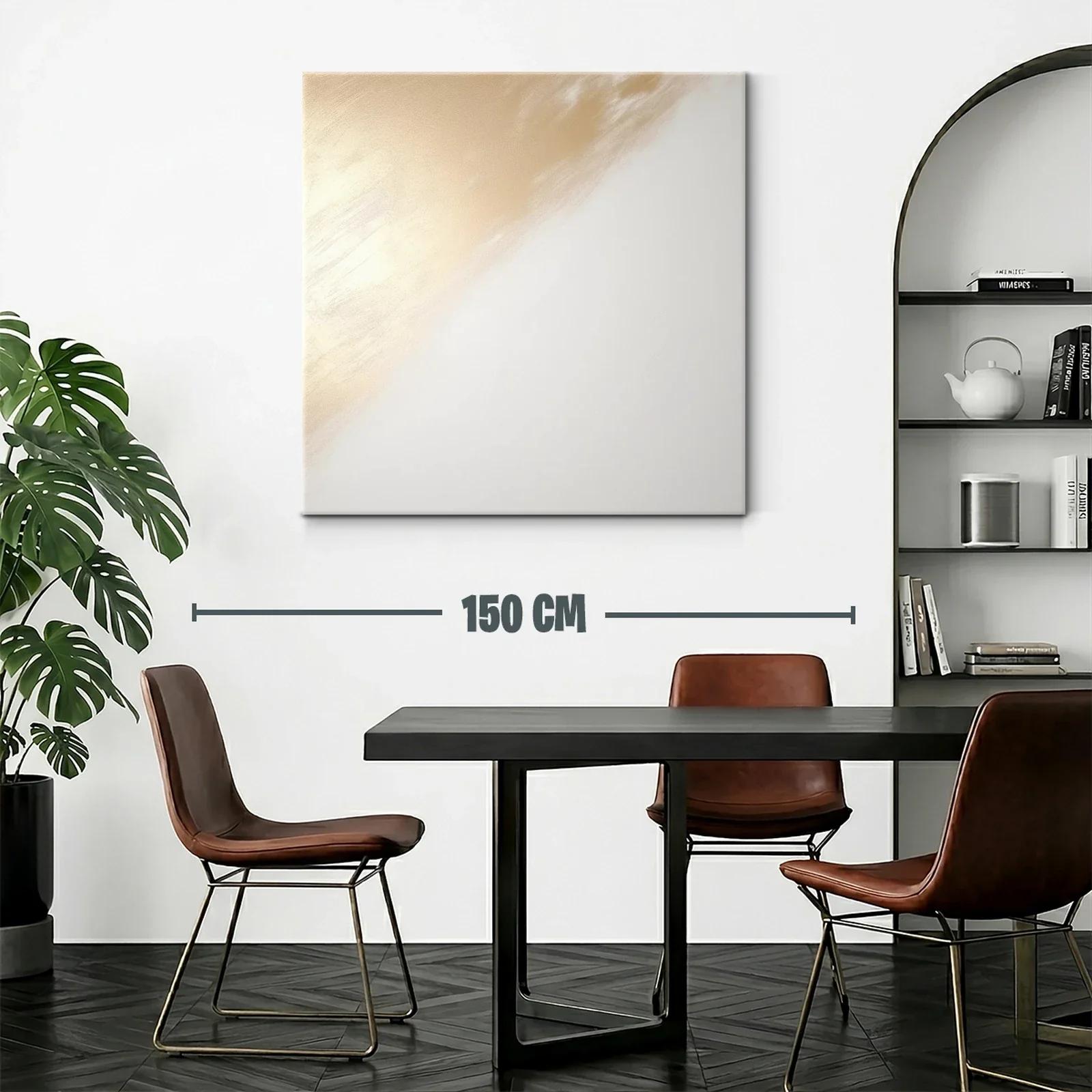 Cuadro abstracto con tonos suaves dorados y blancos — miniatura 2