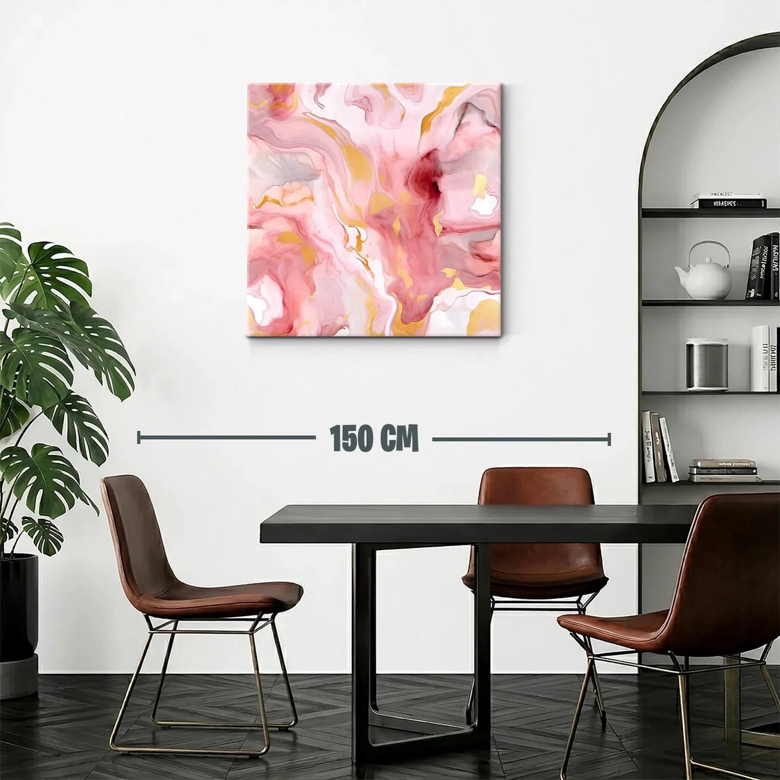 Cuadro abstracto con tonos rosas dorados y suaves detalles — miniatura 2