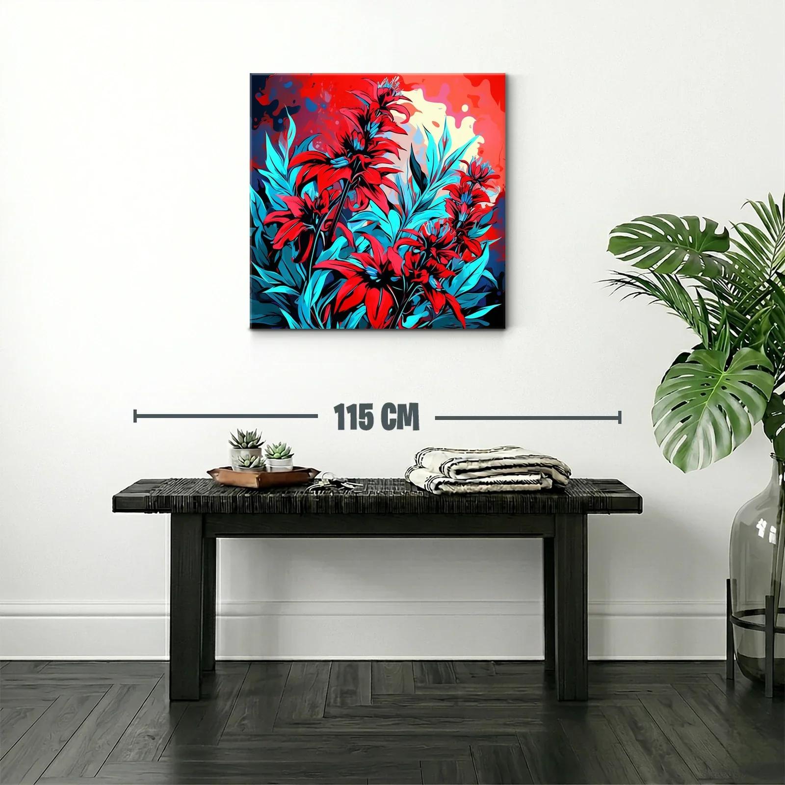 Vibrante composición floral en tonos rojos y azules eléctricos — miniatura 2
