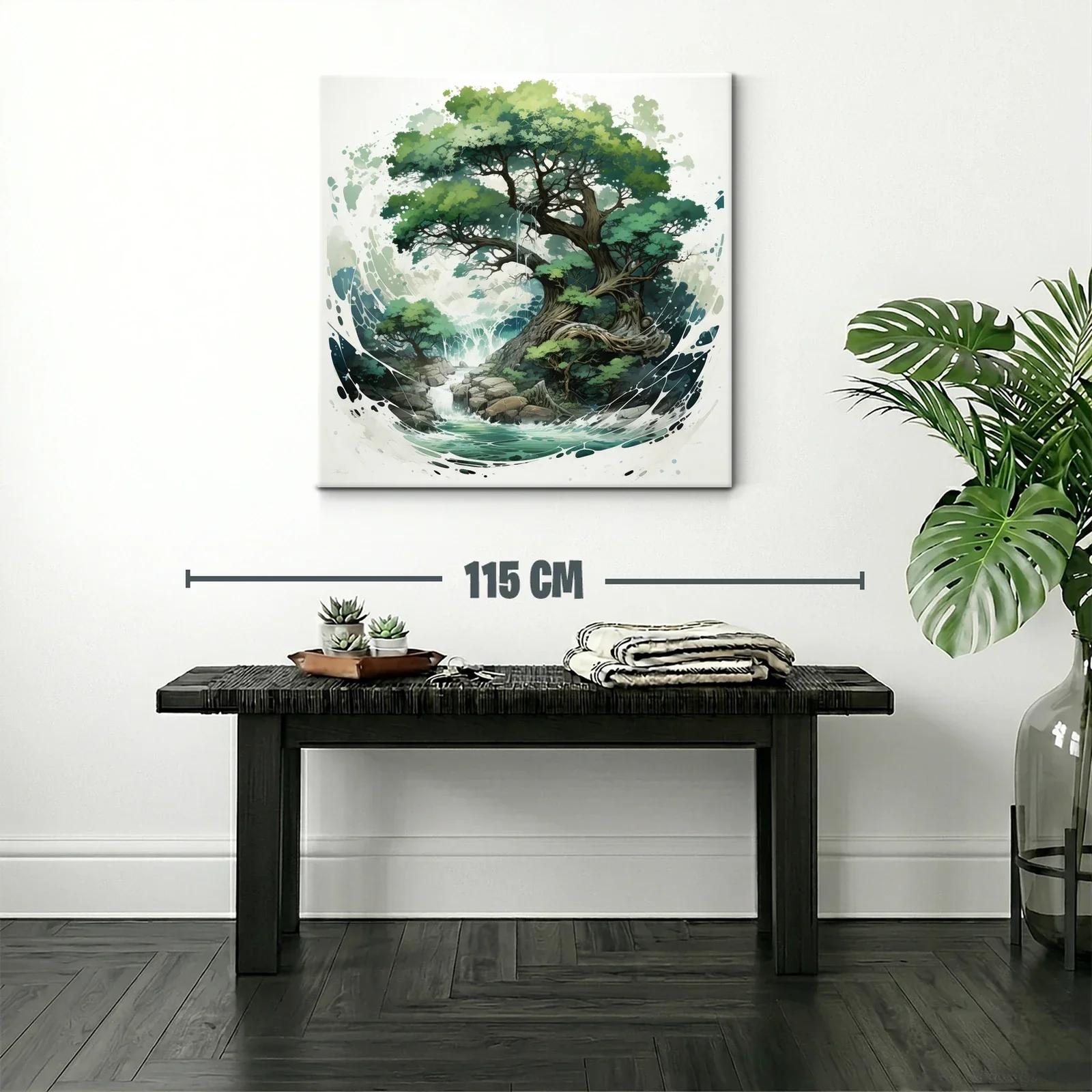 Árbol Majestuoso con Cascada en Escena Natural — miniatura 2