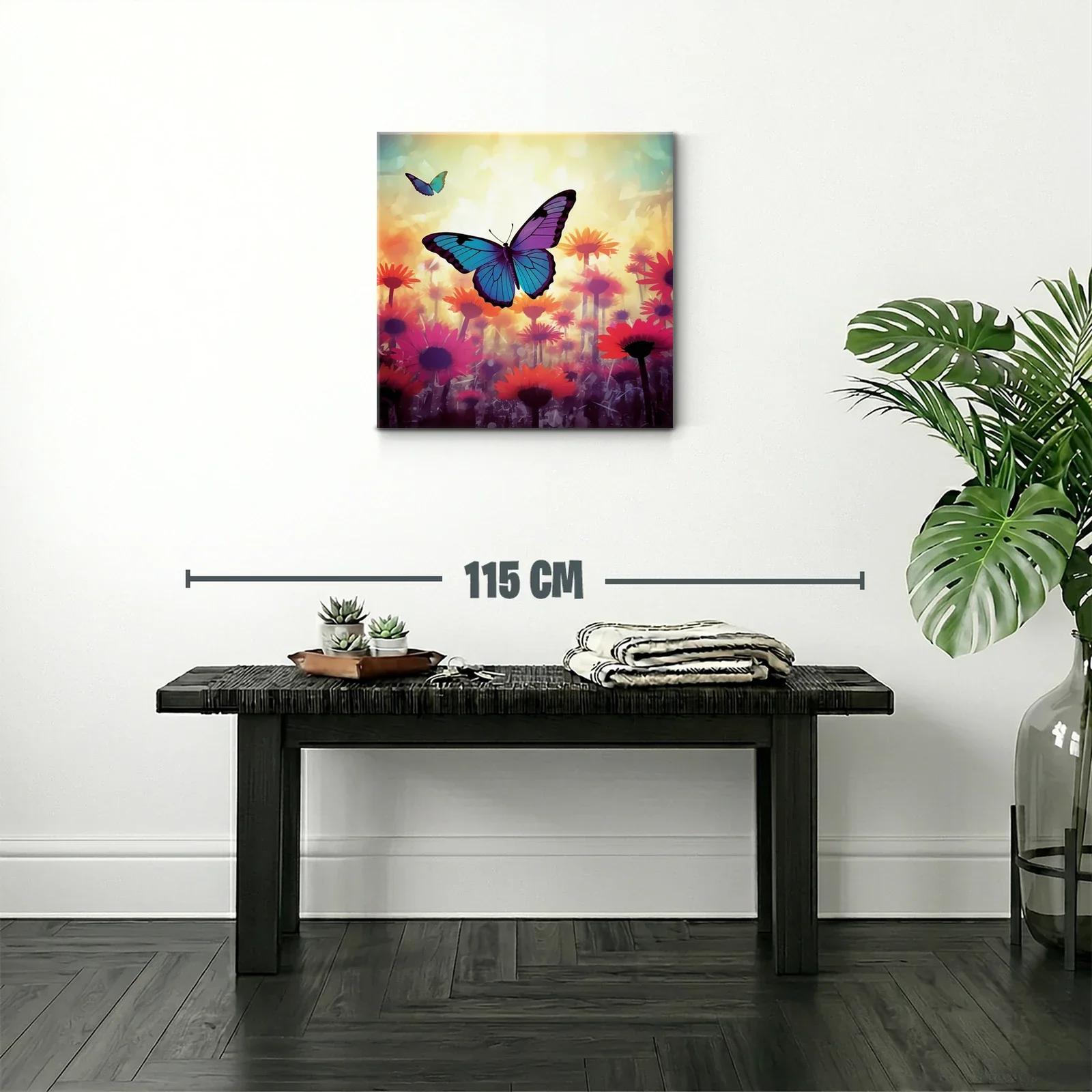 Mariposas vibrantes sobre campo de flores luminosas — miniatura 2