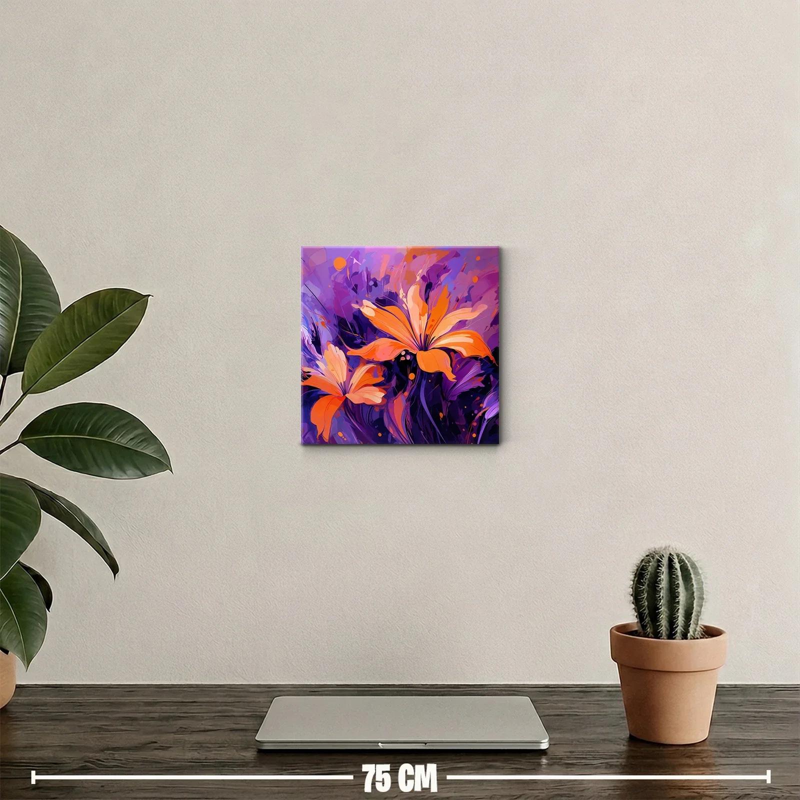 Flores vibrantes en tonos naranjas y púrpuras intensos — miniatura 2