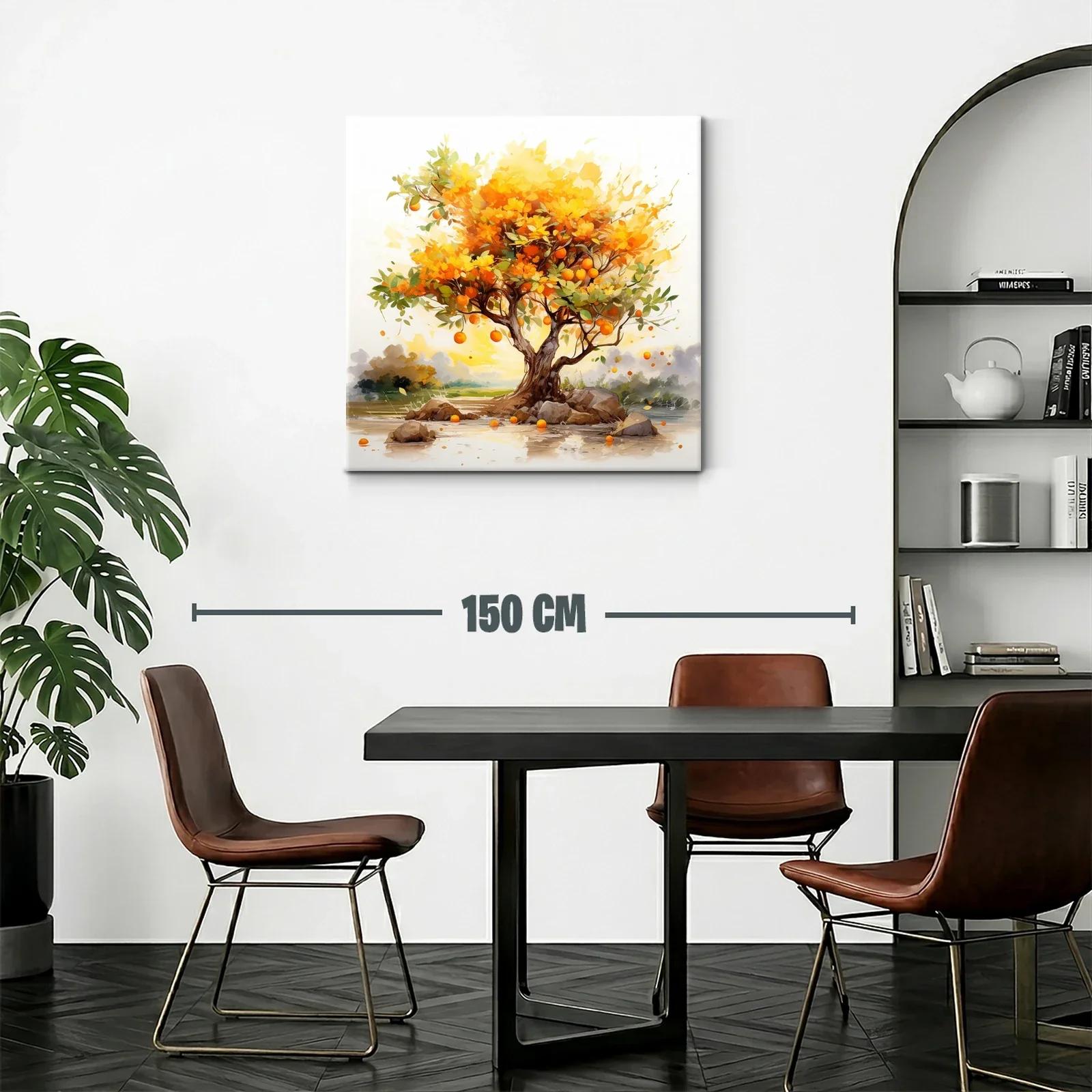 Árbol de naranjas iluminado en vibrantes tonos cálidos — miniatura 2
