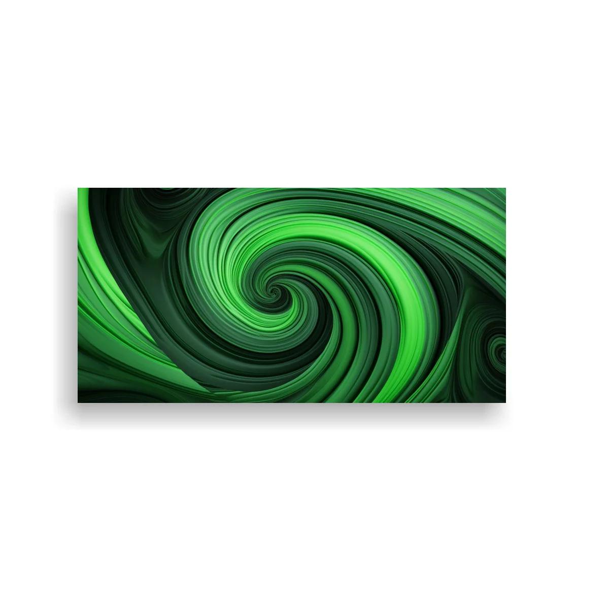 Cuadro espiral verde abstracta con remolino central — imagen principal