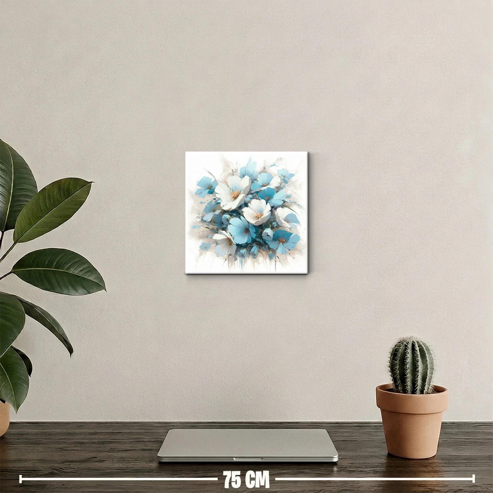Cuadro decorativo con flores azules y blancas suavemente fundidas — miniatura 2