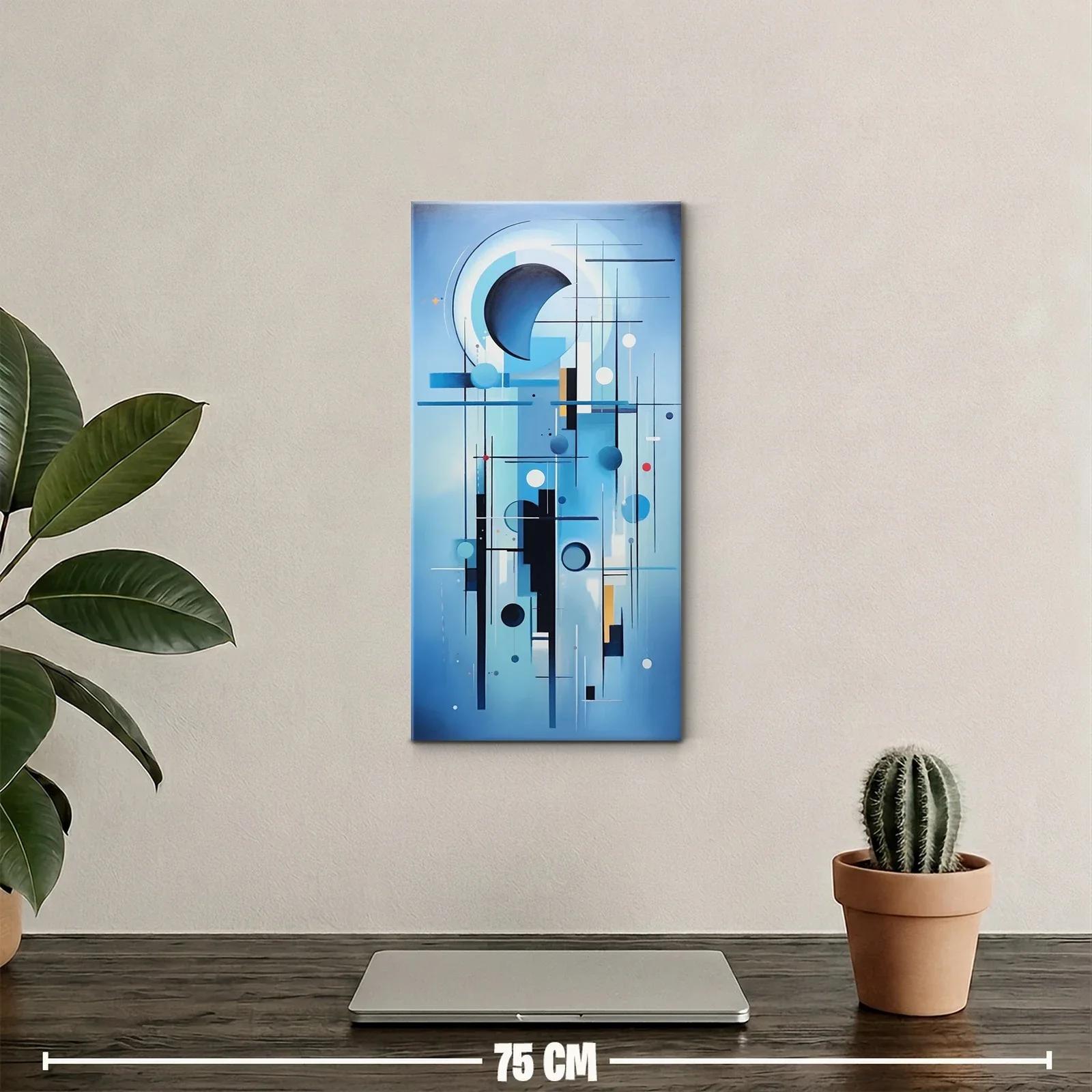 Cuadro composición geométrica con arco claro y media luna oscura — miniatura 2