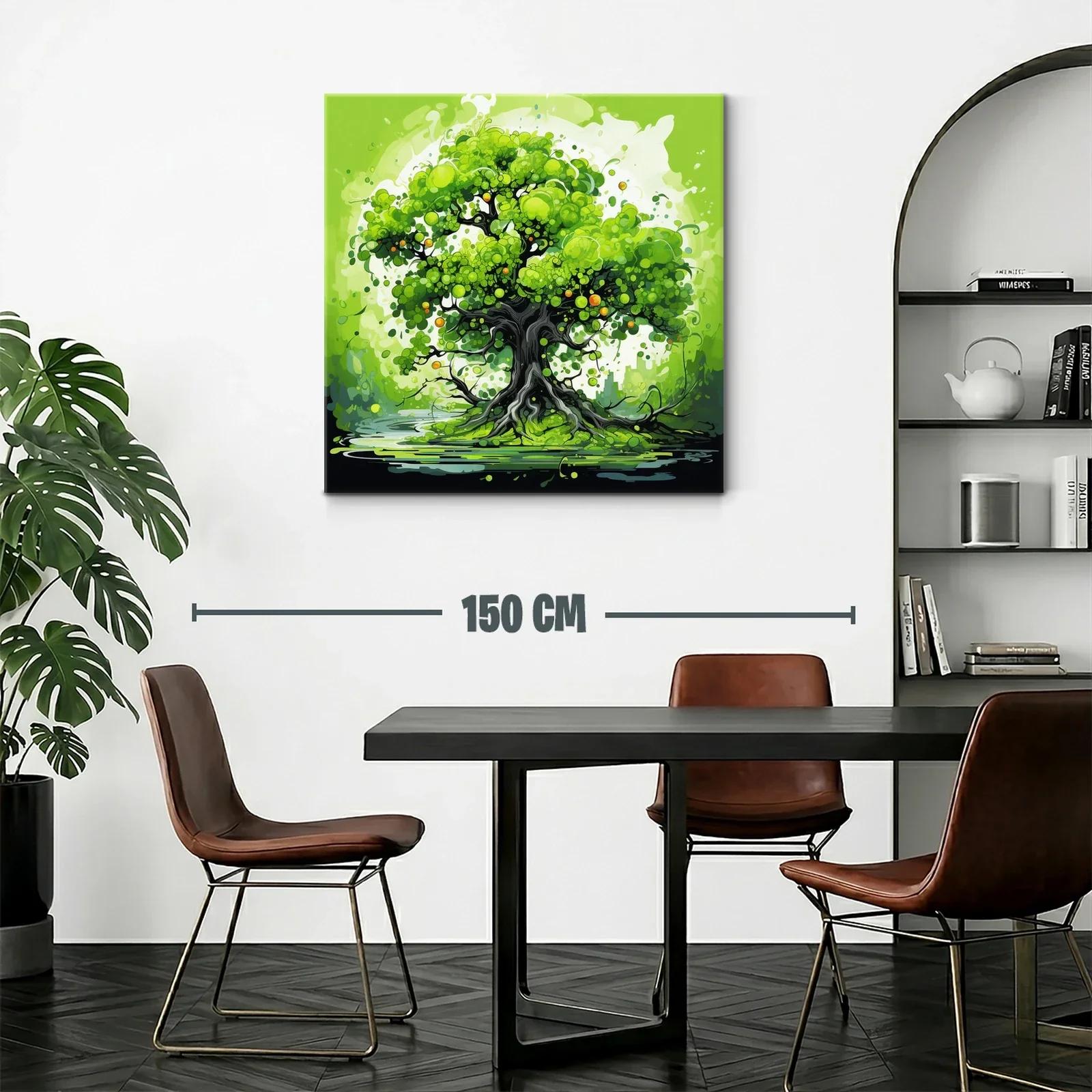 Árbol con vibrantes tonos verdes y detalles en naranja — miniatura 2