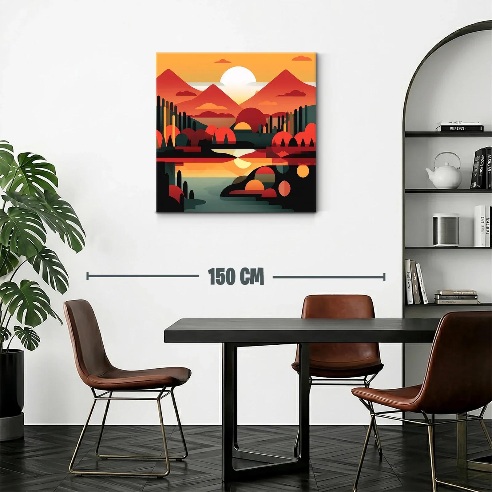 Paisaje geométrico en tonos cálidos al atardecer — miniatura 2
