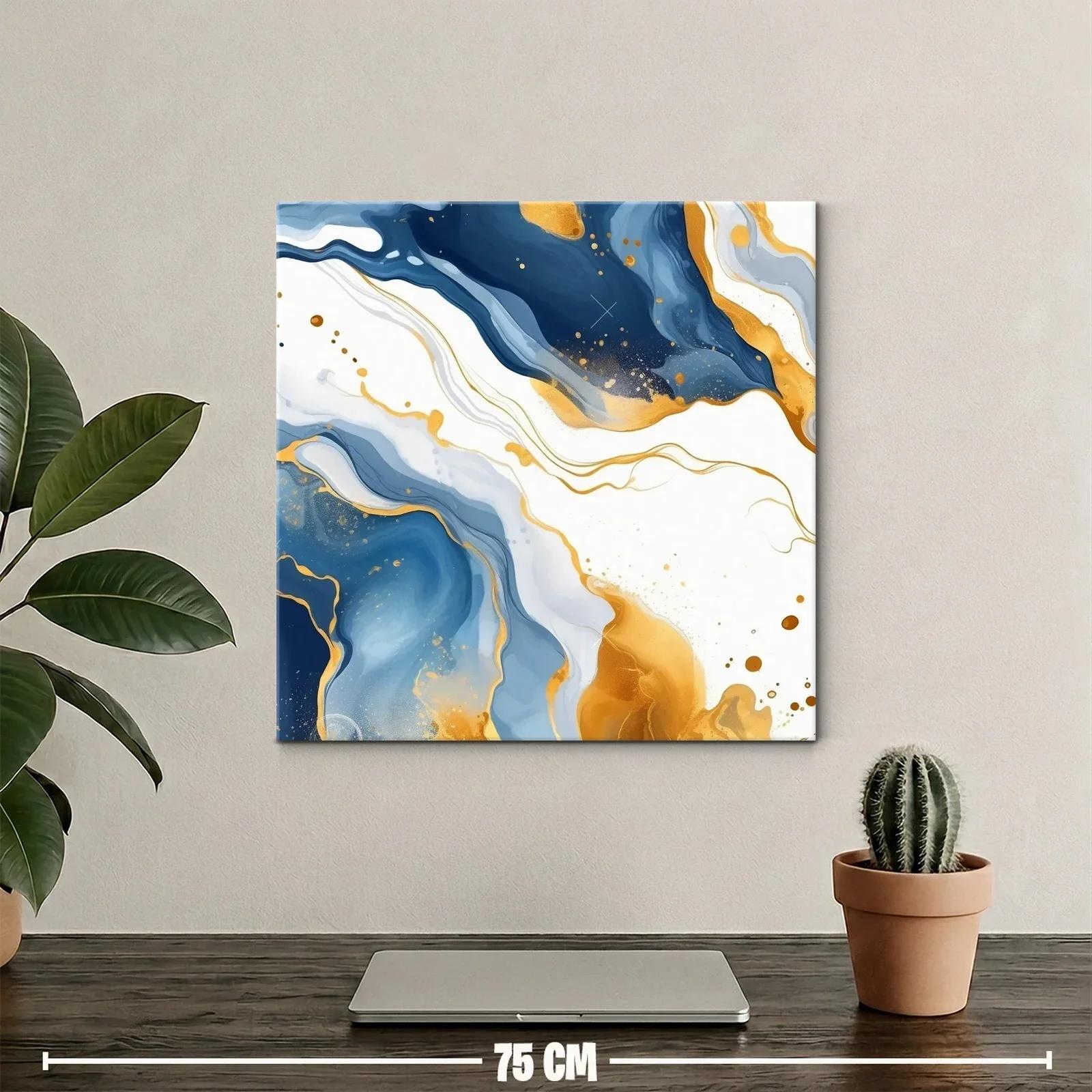Cuadro Abstracto en Tonos Azules y Dorados Elegantes — miniatura 2