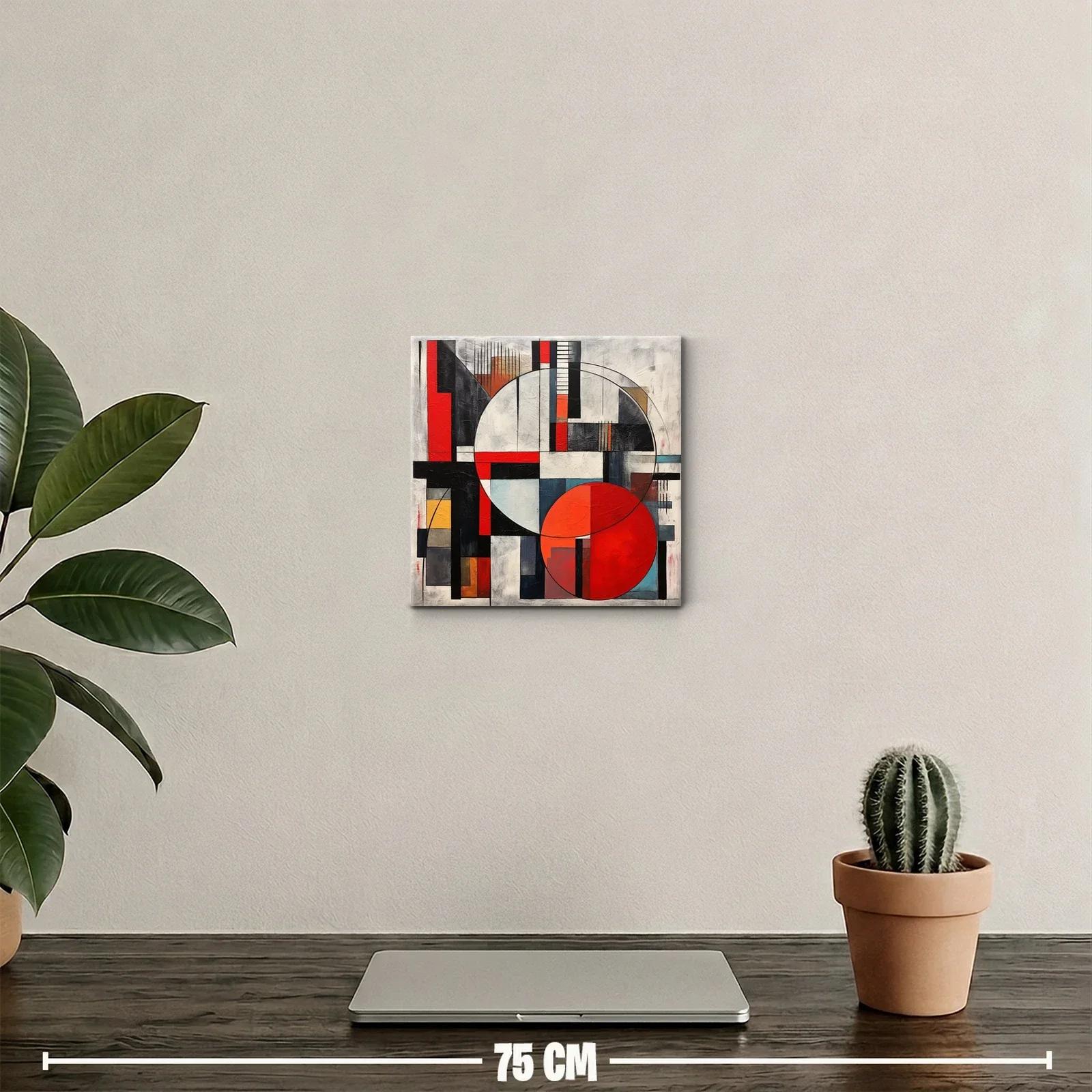 Composición geométrica con círculos y líneas en rojo y negro — miniatura 2