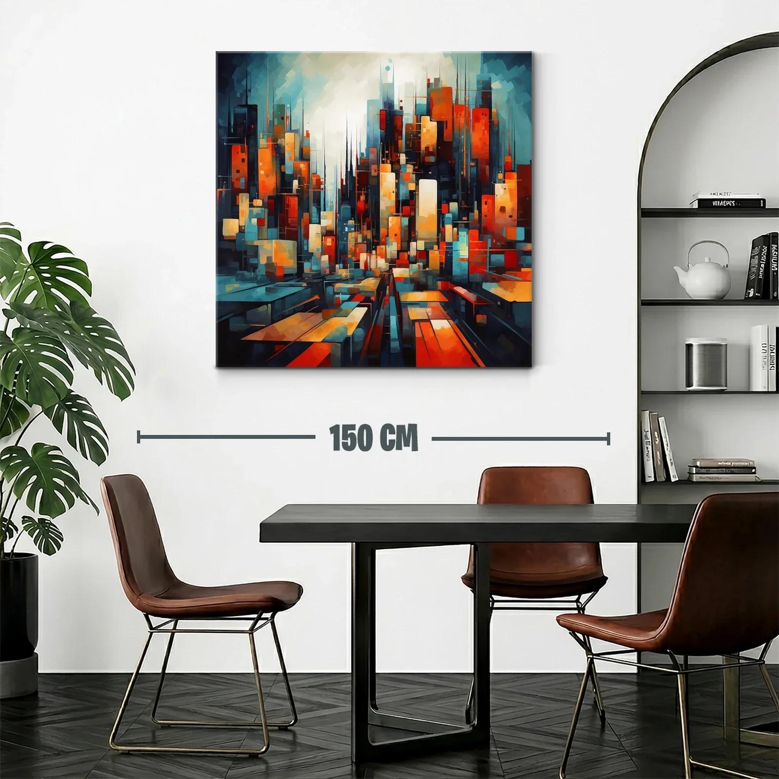 Ciudad vibrante en tonos cálidos y fríos contrastantes — miniatura 2