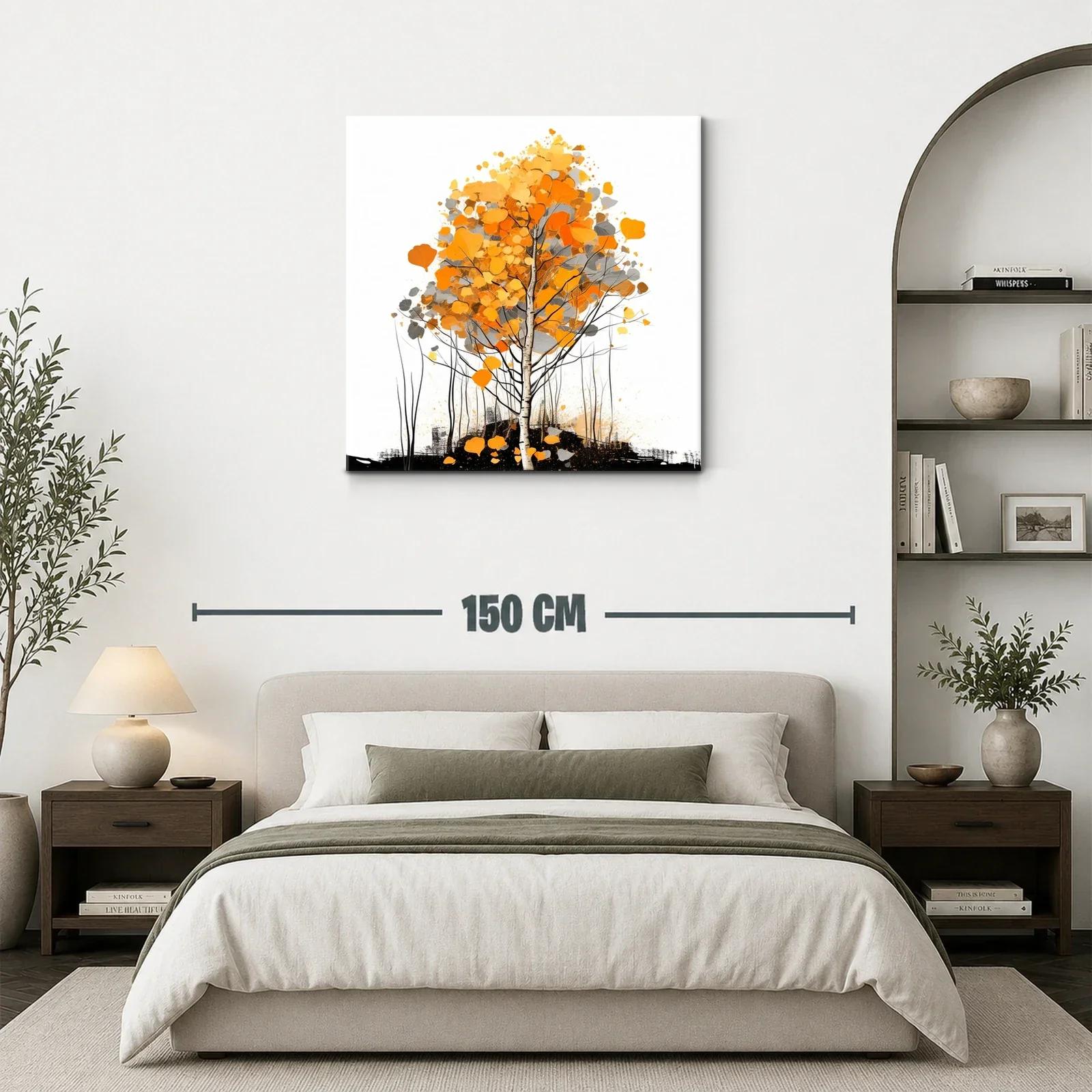 Árbol de otoño con hojas en tonos naranjas y grises — miniatura 3