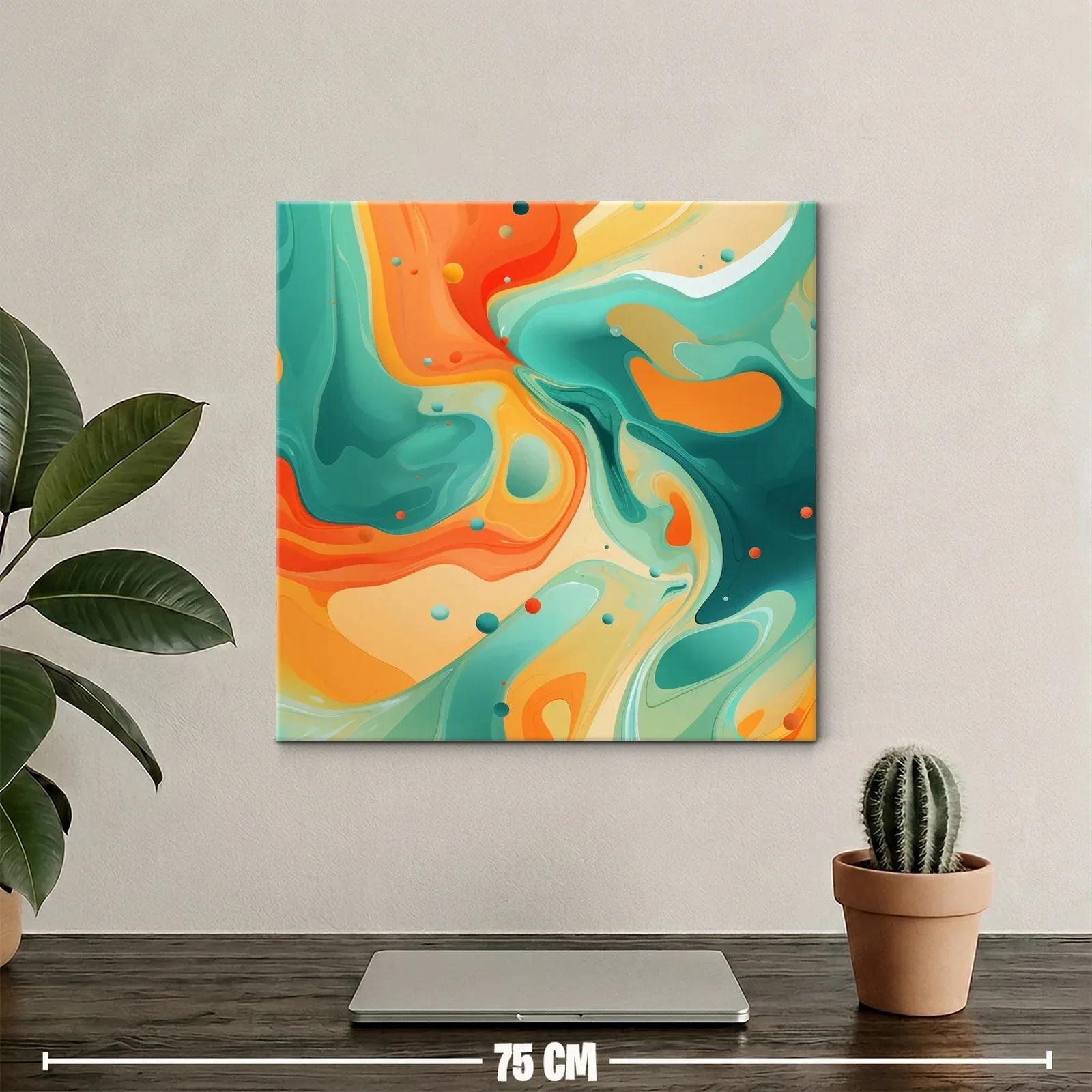 Arte abstracto con vibrantes tonos naranja y verde aqua — miniatura 2