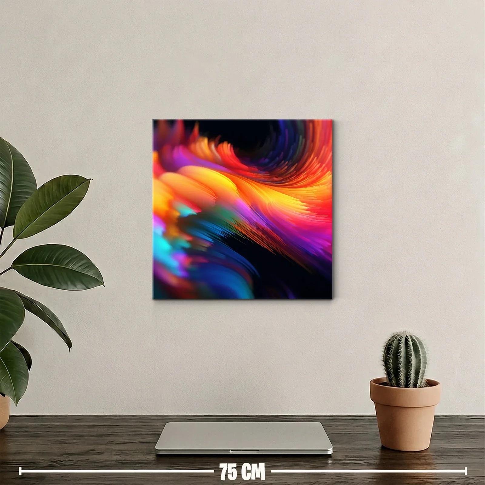Cuadro abstracto en vibrantes tonos cálidos y fríos — miniatura 2