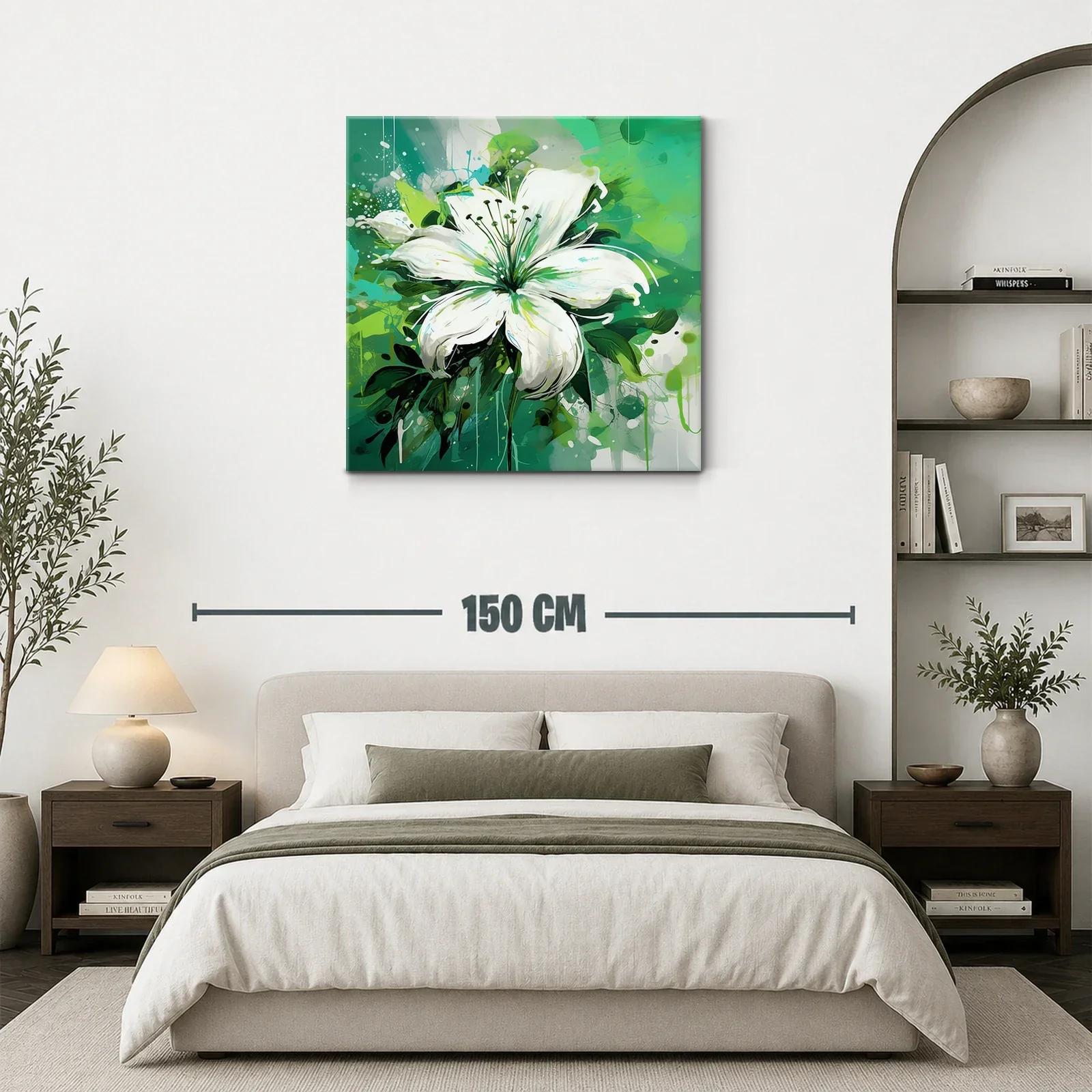 Imponente flor blanca sobre fondo verde vibrante — miniatura 3