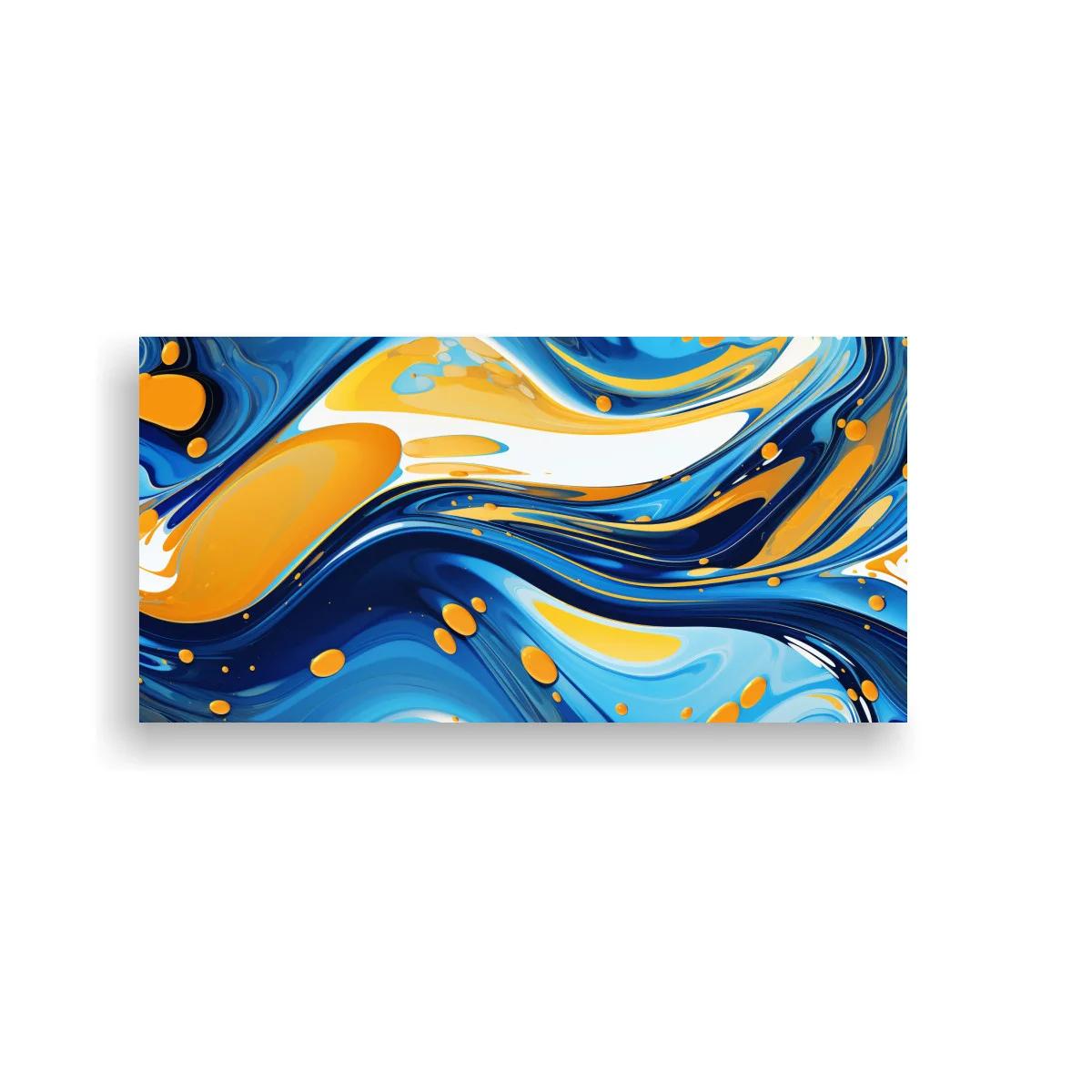 Cuadro ondas fluidas abstractas con acentos dorados — imagen principal